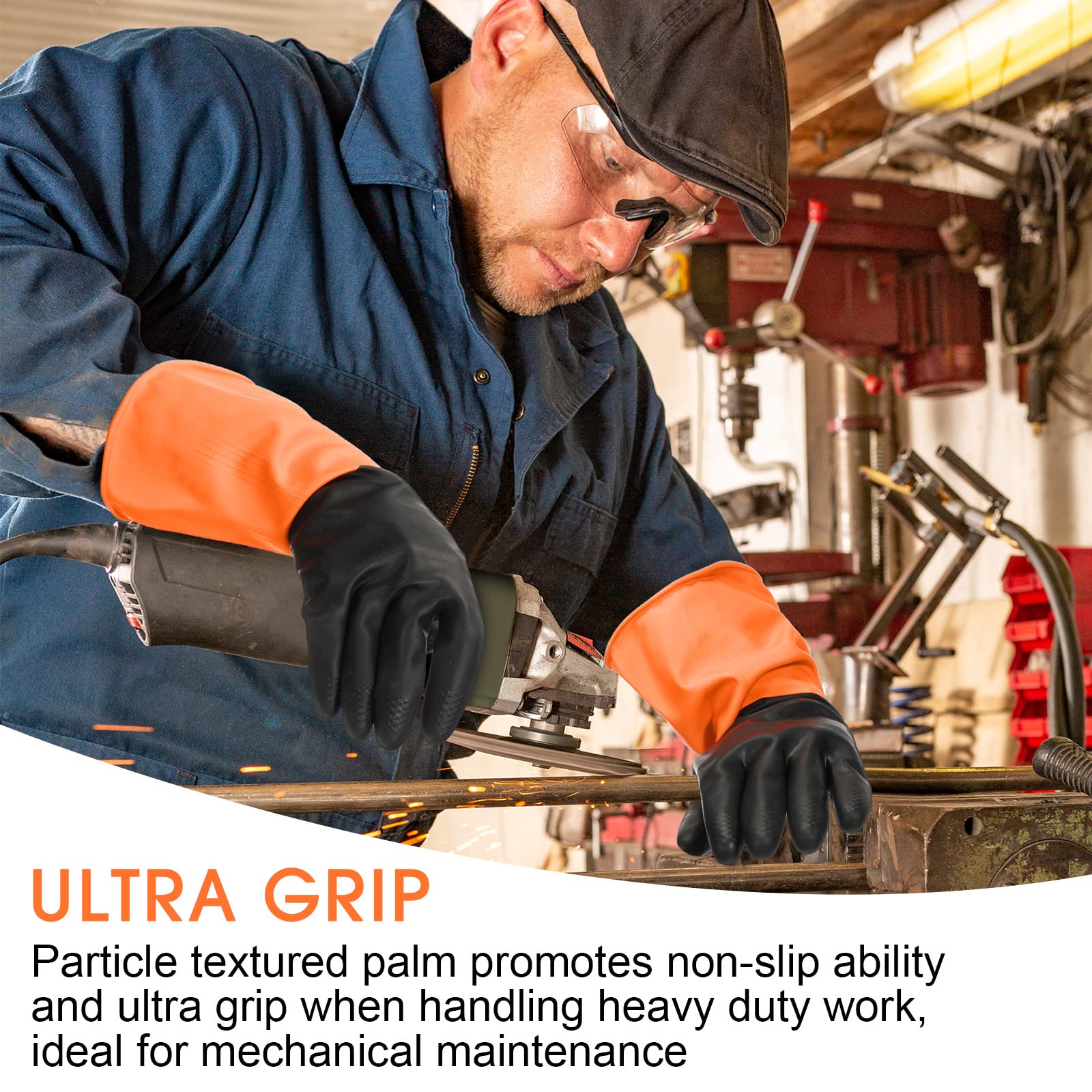 [8 Pairs] Chemical Resistant Gloves Heavy Duty Industrial Rubber Gloves