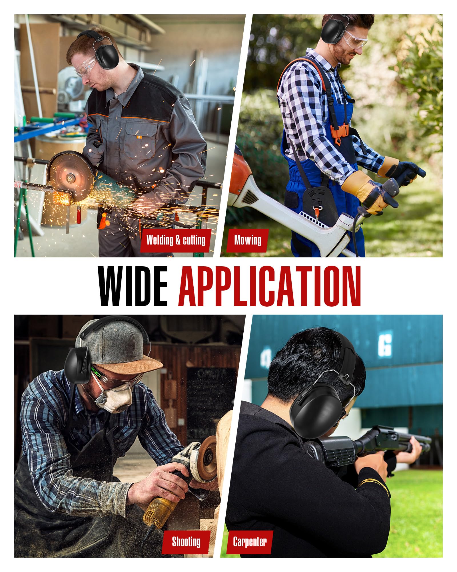 [12 PCS] Hearing Protection Ear Muffs, NRR 28dB Noise Reduction