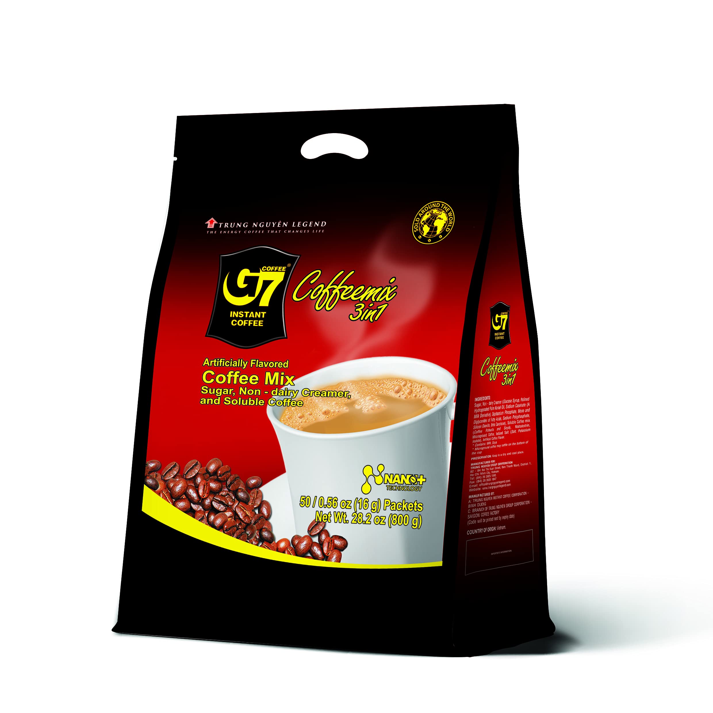 [50 / 100 Packs] G7 Instant Coffee,  3-in-1 Roasted Ground Blend, Vietnamese Coffee