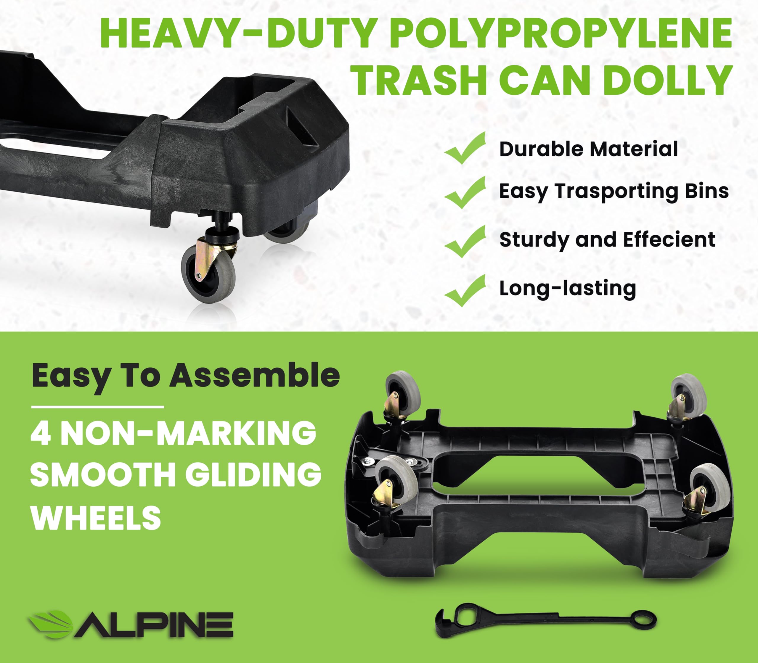 Alpine 16/23 Gallon Slim Trash Can Dolly