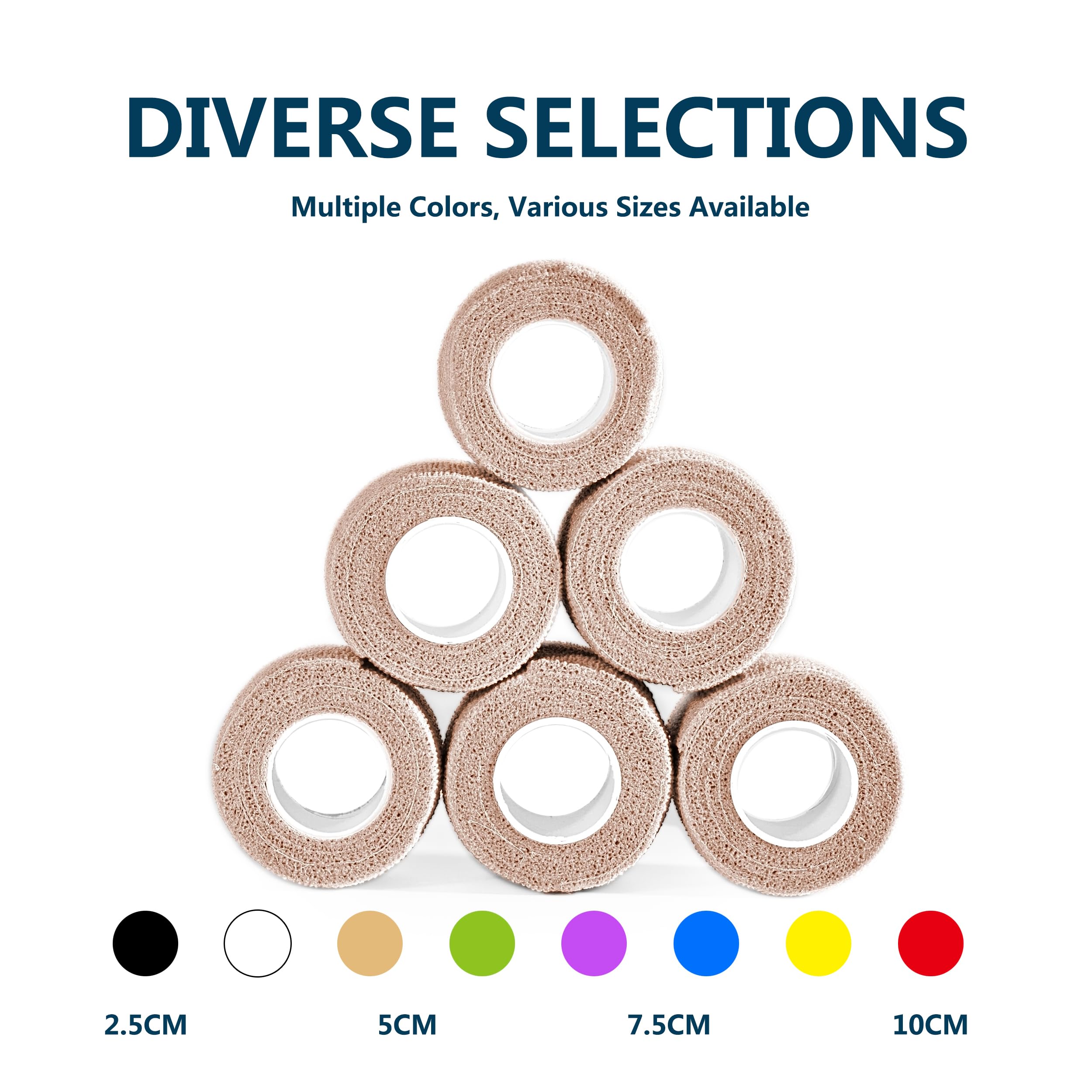 JCLIFE 12 Rolls Self Adhesive Bandage Wrap, 2” x 5 Yards Breathable Elastic Bandage Wrap