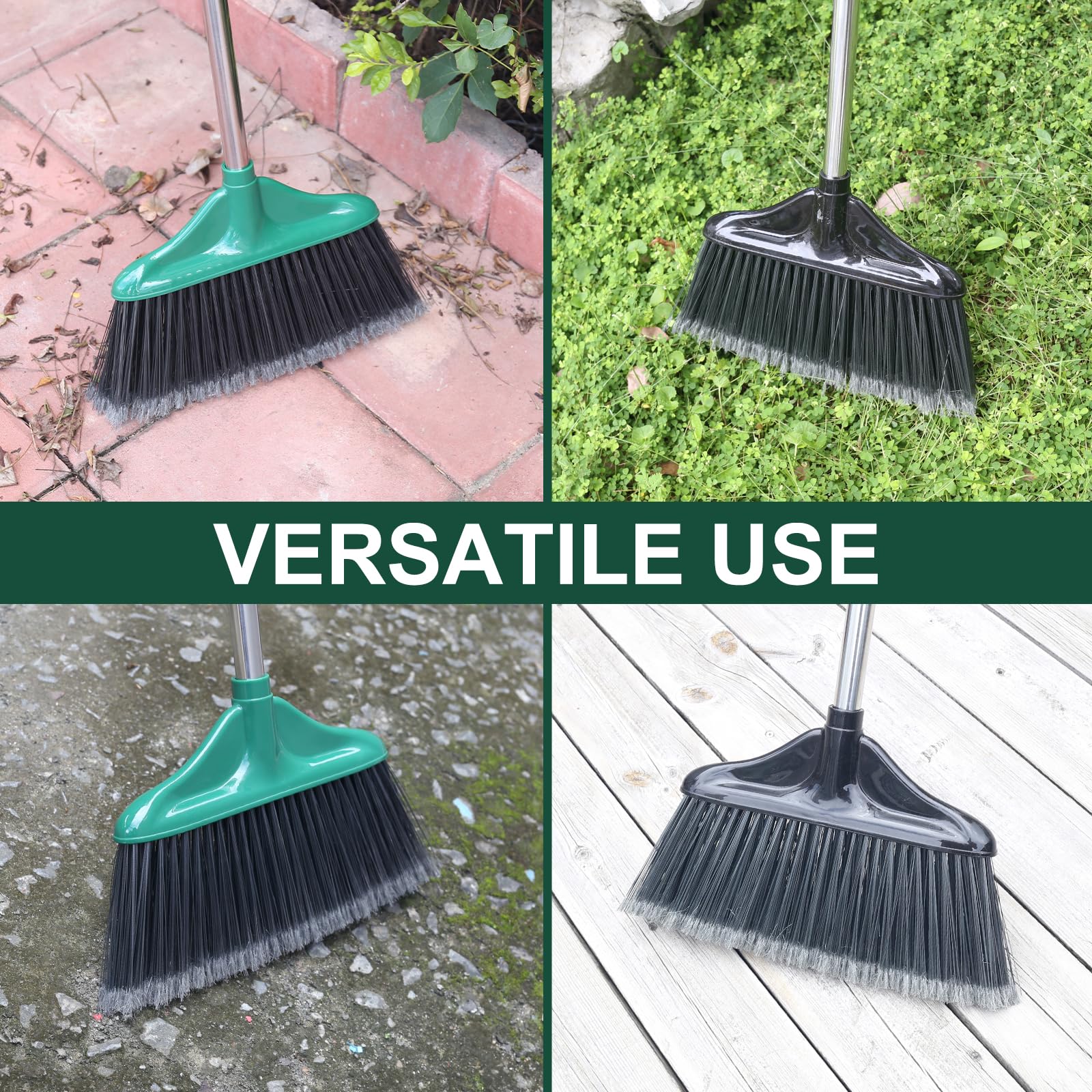 [4 Pack] Heavy Duty Commercial Broom with 61" handle