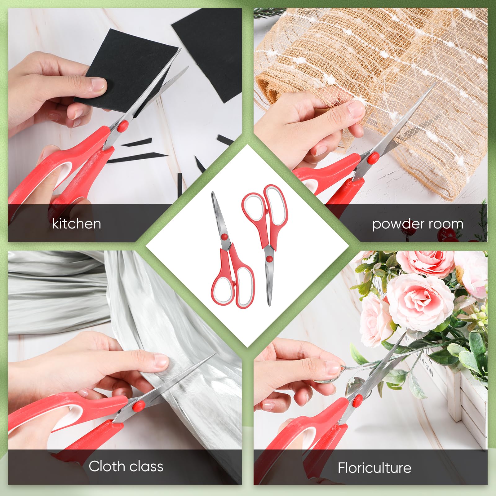 50 Pack Multipurpose Scissors Bulk (Blue, Green, Red, Black, 7.5 Inch)