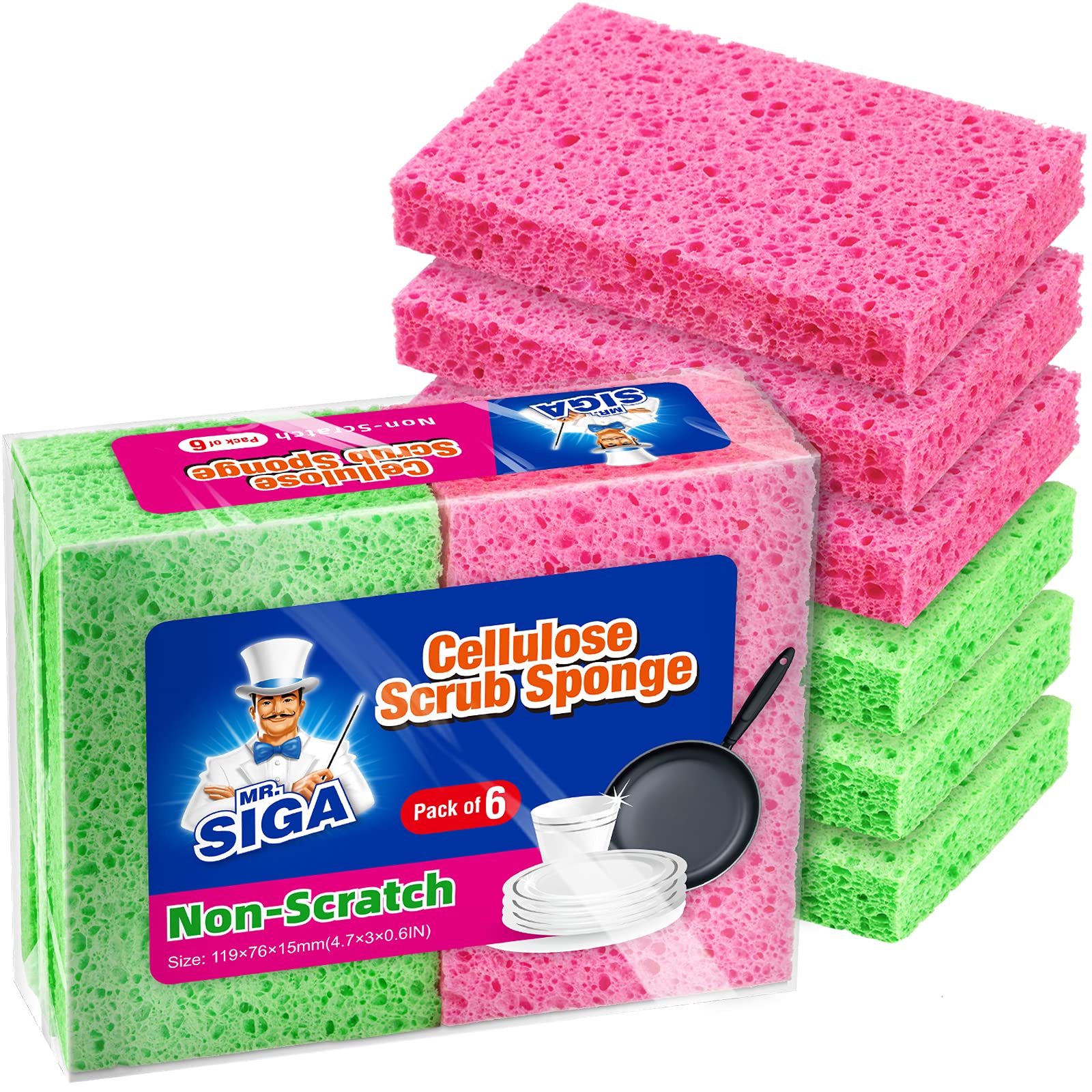 Scrub Sponges, Non-Scratch Sponges for Dishes, 12 Pack