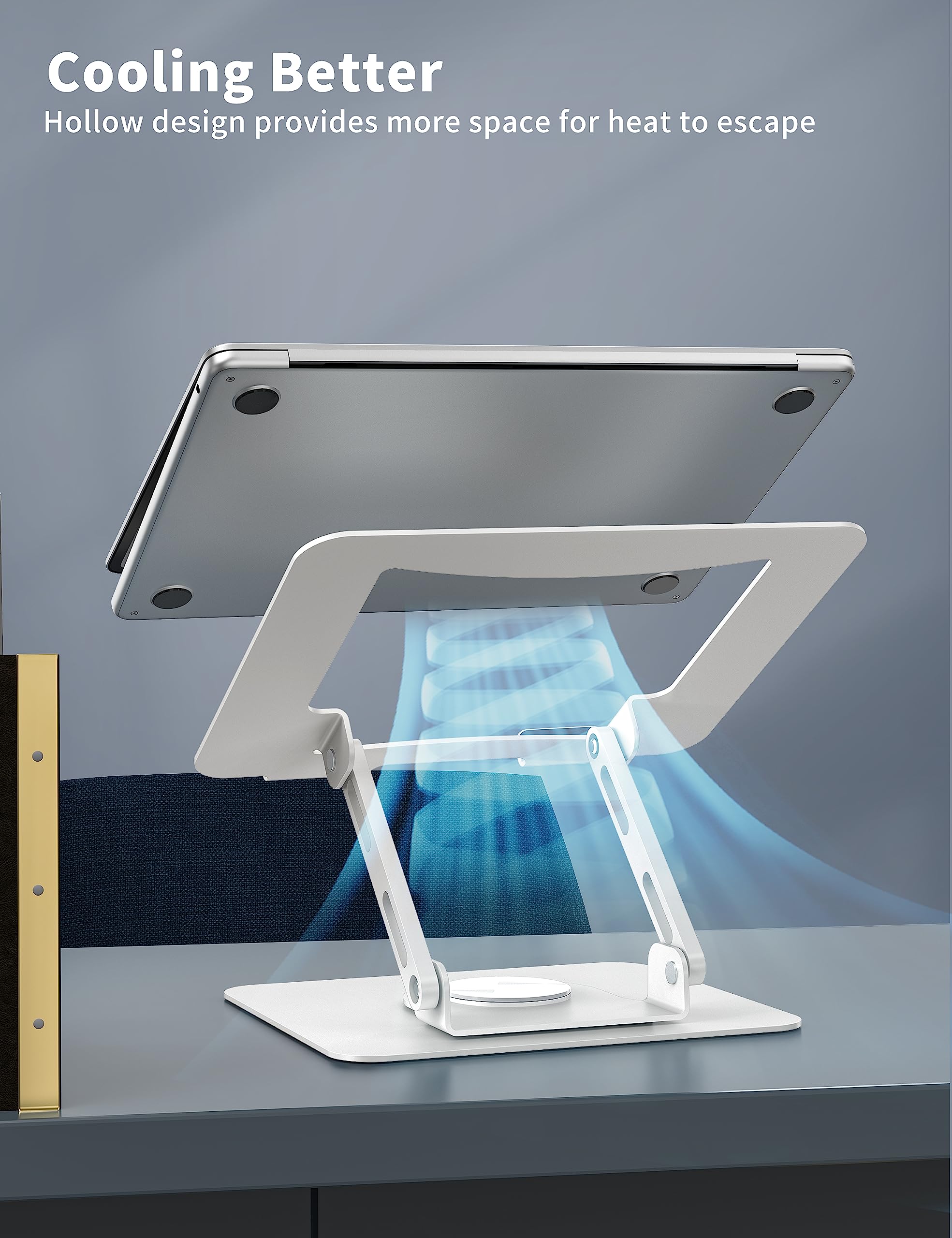 [1 PC] Laptop Stand with 360° Rotating Base, Ergonomic Computer Riser, Foldable Laptop Mount