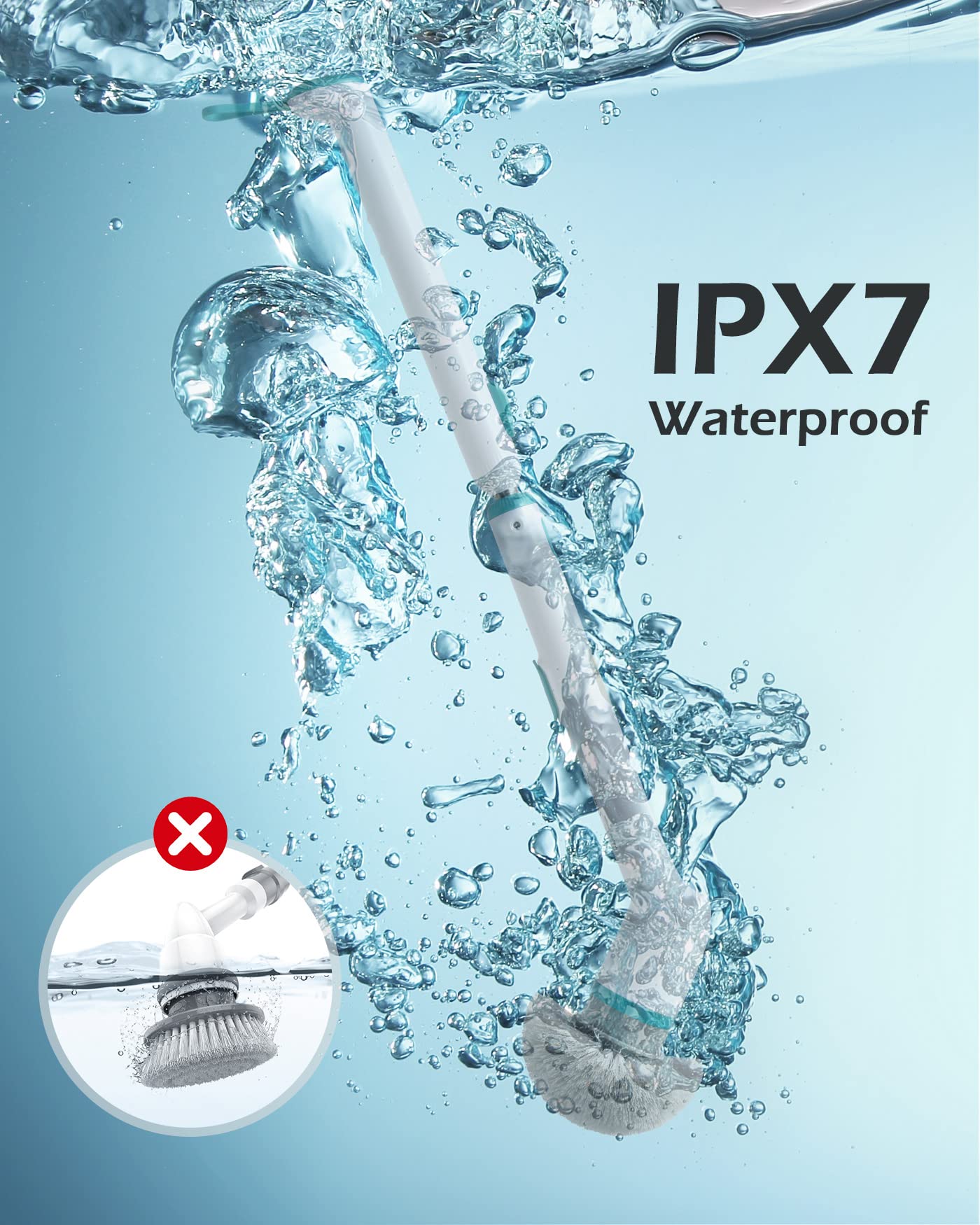Electric Spin Scrubber, IPX7 Waterproof Bathroom Cleaner Brush