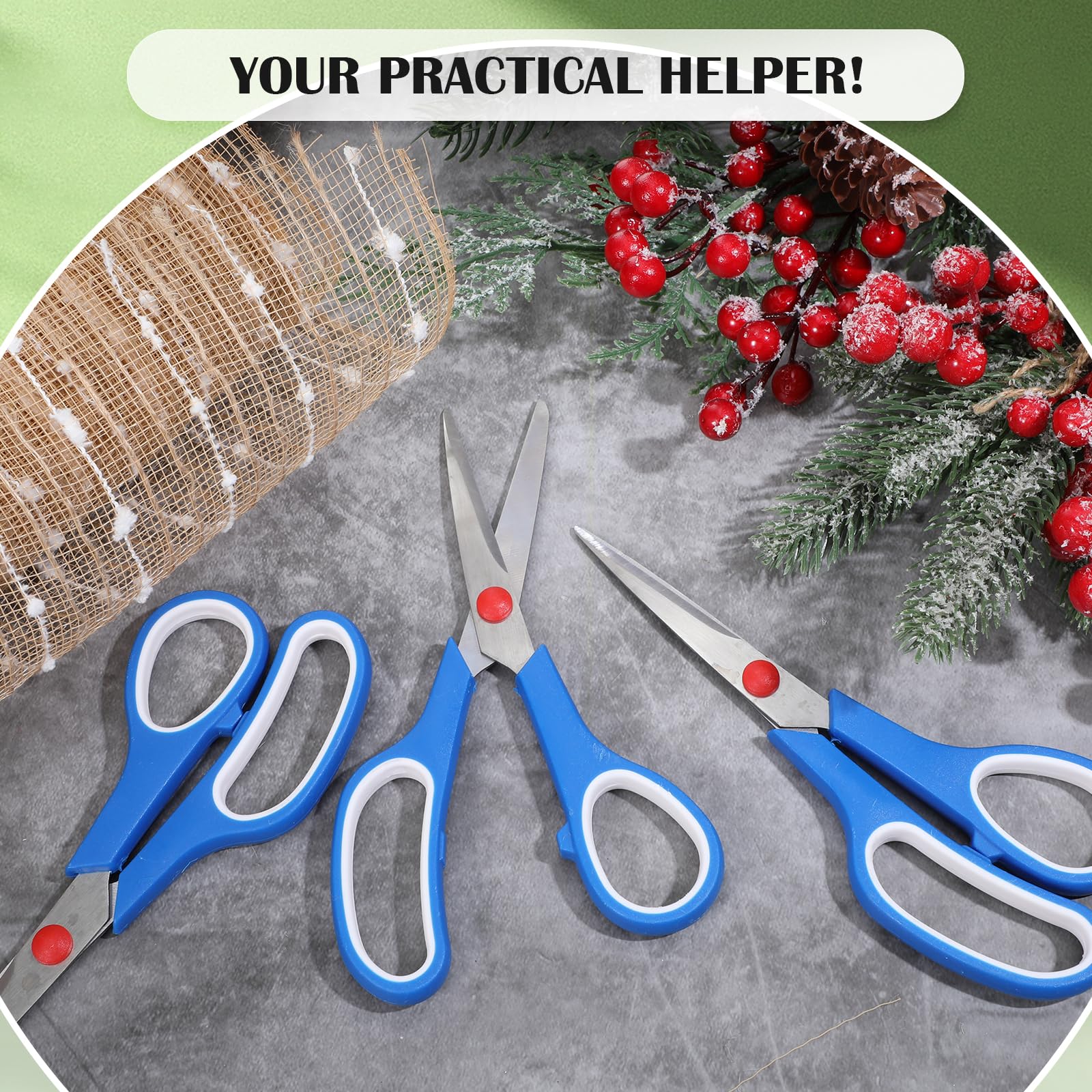 50 Pack Multipurpose Scissors Bulk (Blue, Green, Red, Black, 7.5 Inch)