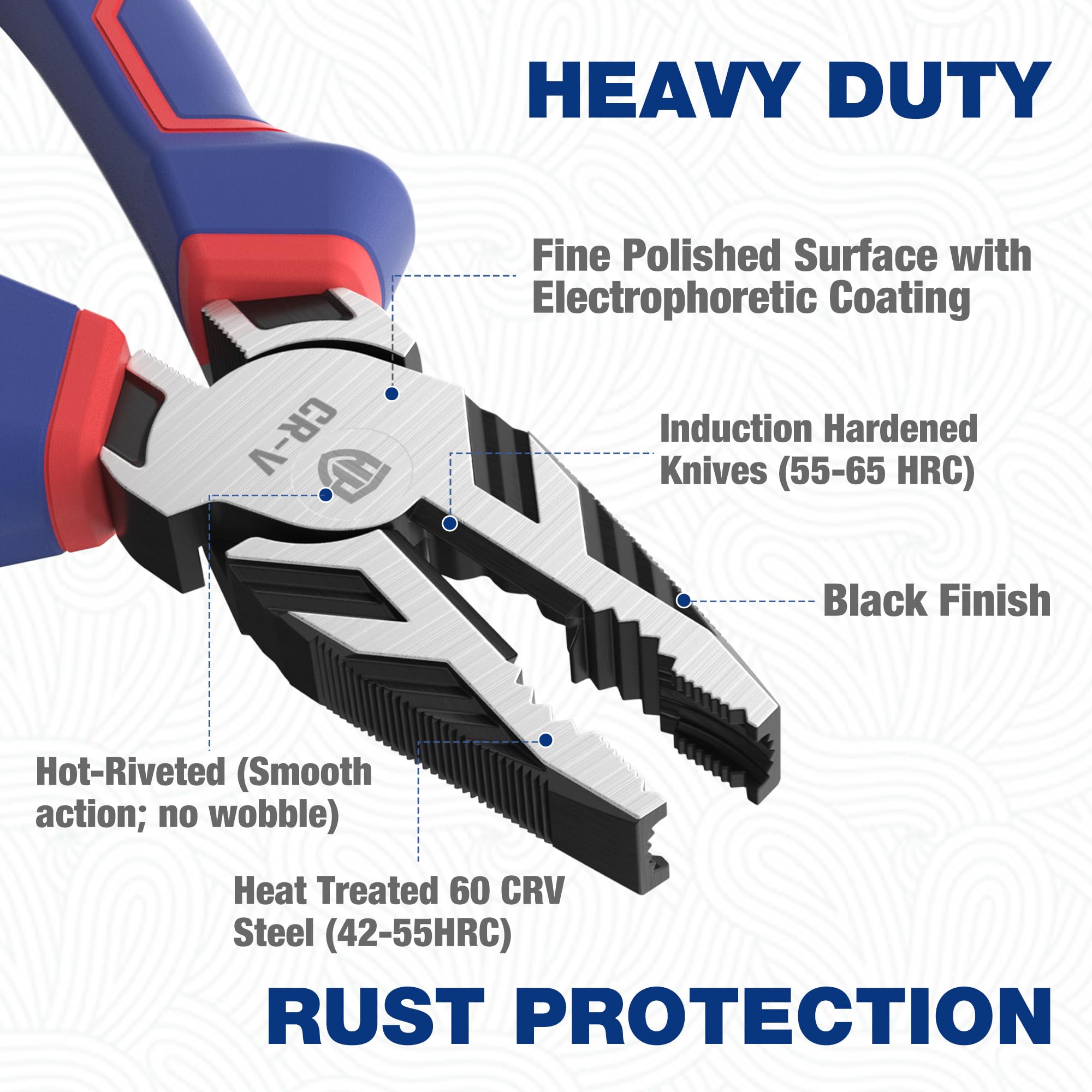 8" Linesman PRO Screw Extractor Pliers(Combination Pliers) with Unique Non-slip Jaws