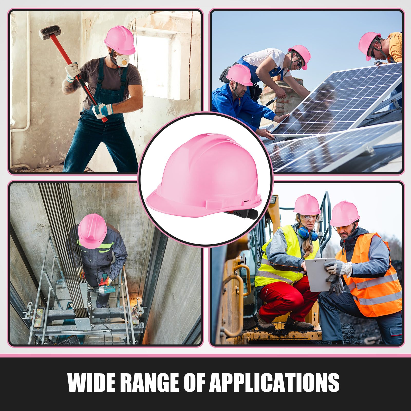 [10 Pcs] Suspension Hard Hat for Construction, Ratchet Cap Style w/ Self Adjusting Straps for Man & Woman