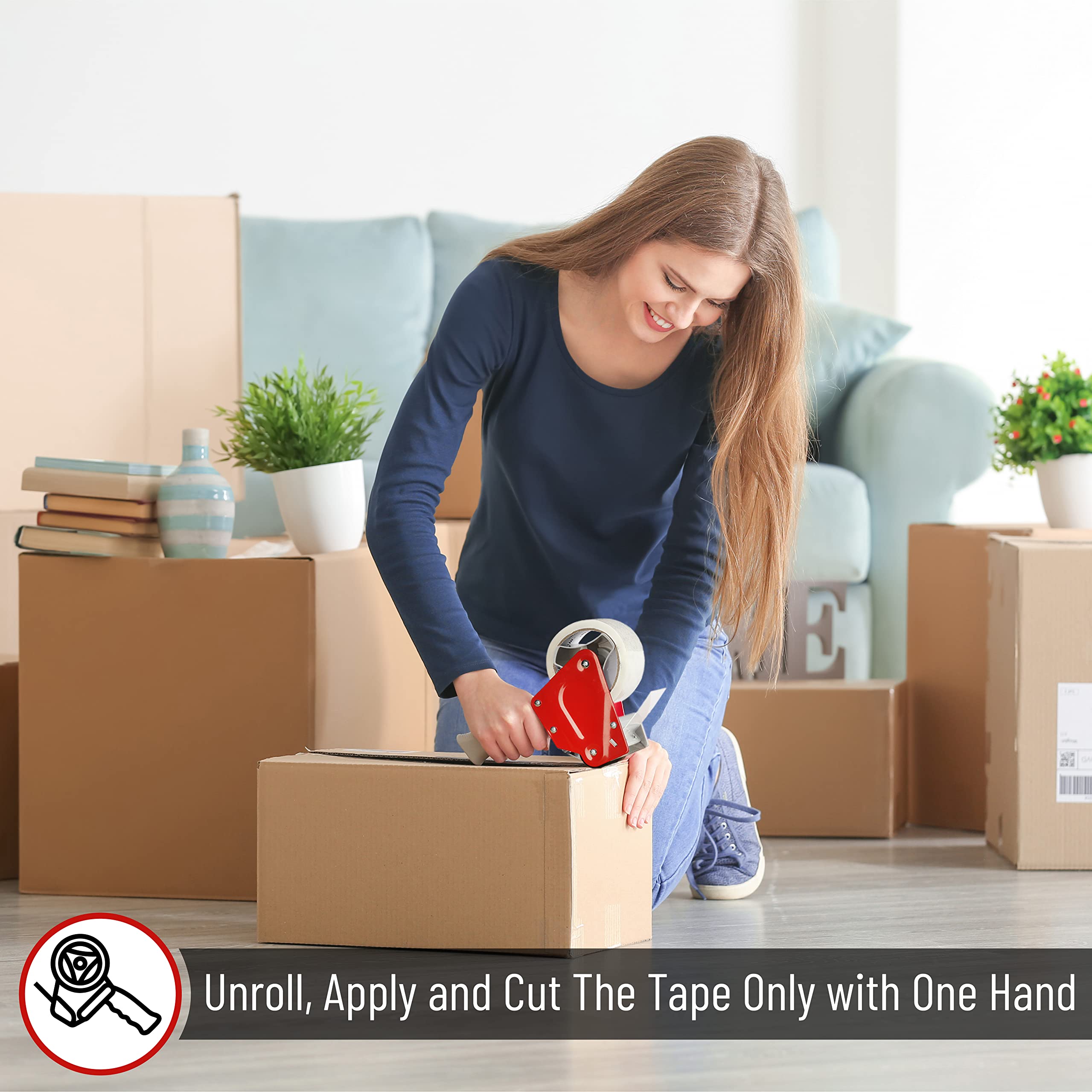 Packing Tape Dispenser Gun, Tape Gun with a 2 Inch Roll of Tape