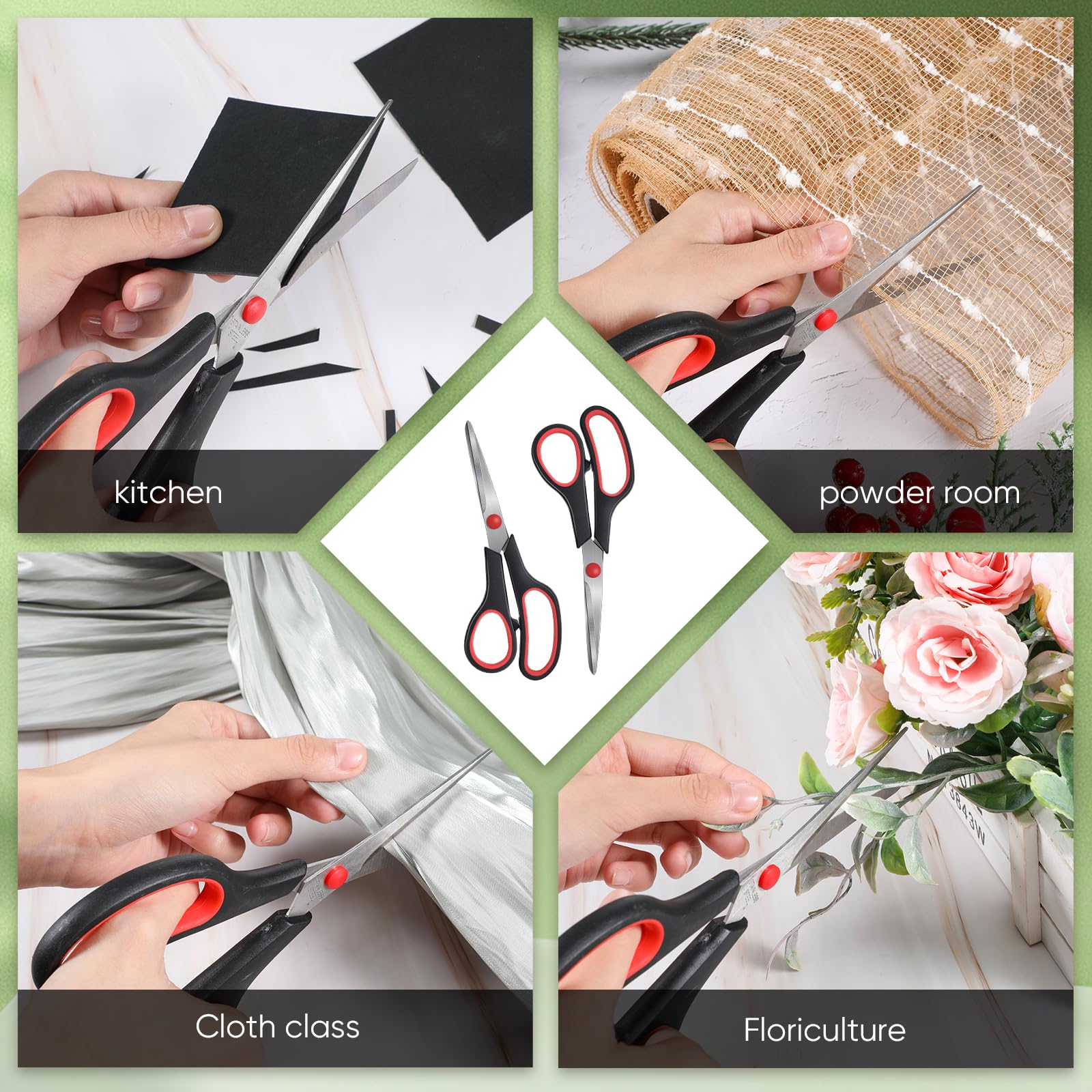 50 Pack Multipurpose Scissors Bulk (Blue, Green, Red, Black, 7.5 Inch)