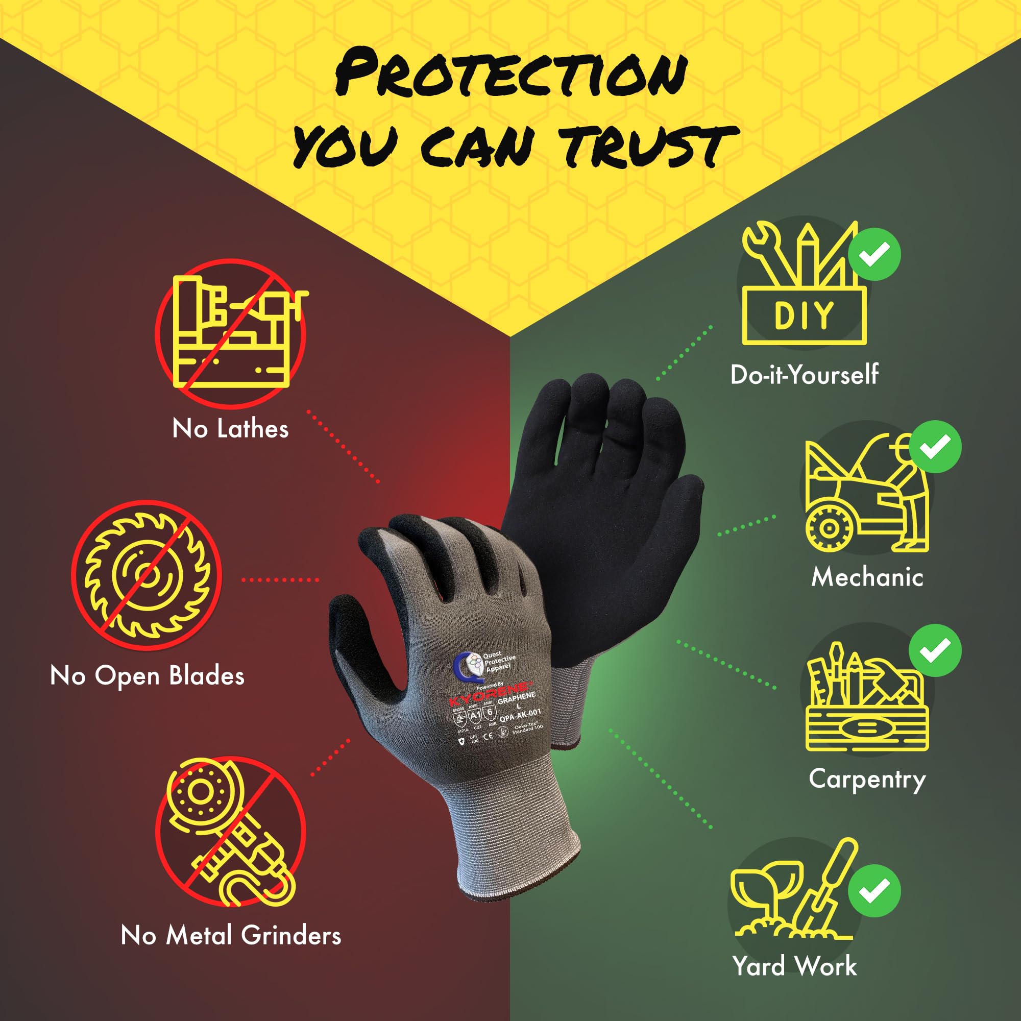 [1, 3, 12, 72 Pairs] Cut & Puncture Resistant Work Gloves
