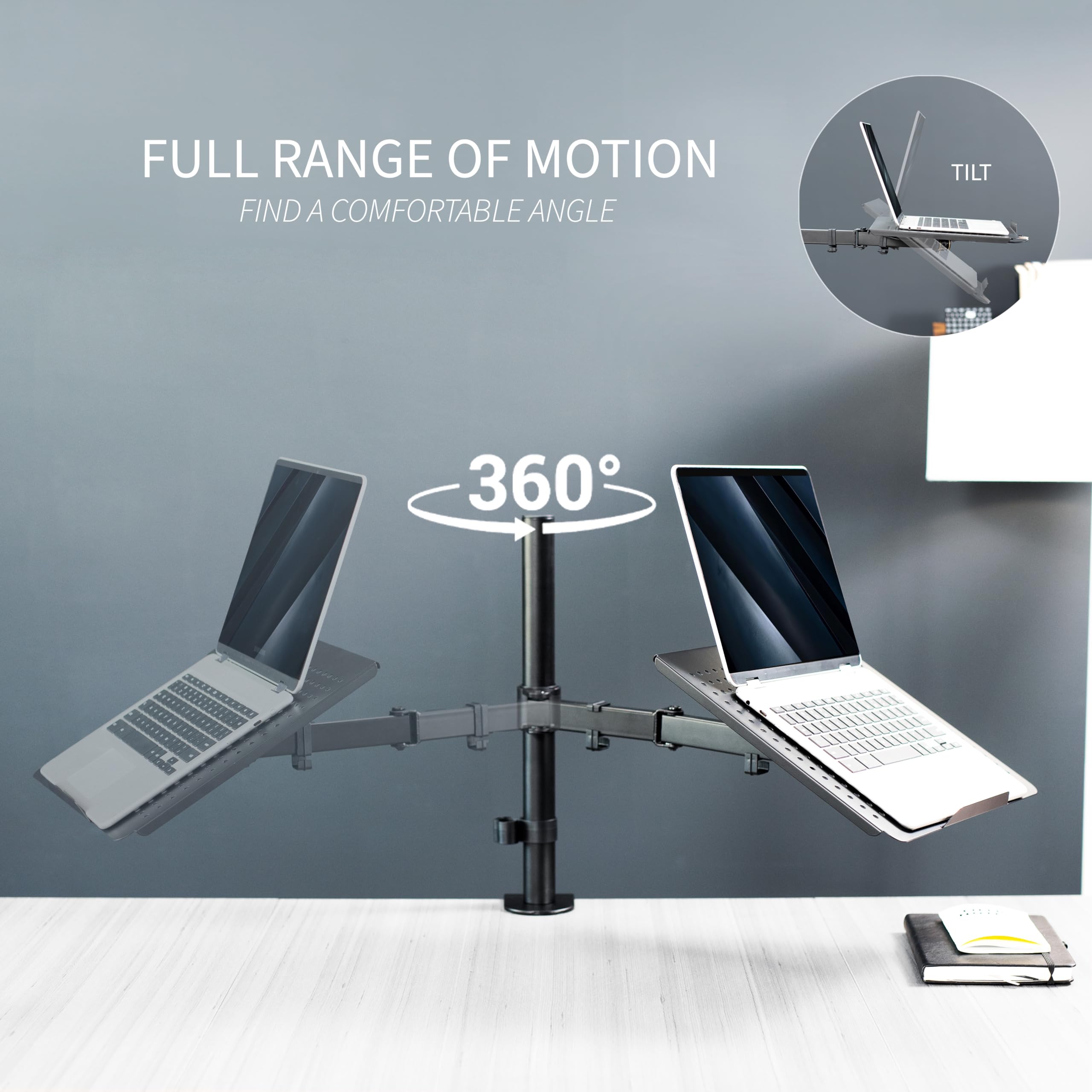 [1 PC] Single Laptop Notebook Desk Mount Stand, Fits up to 17 inch Laptops