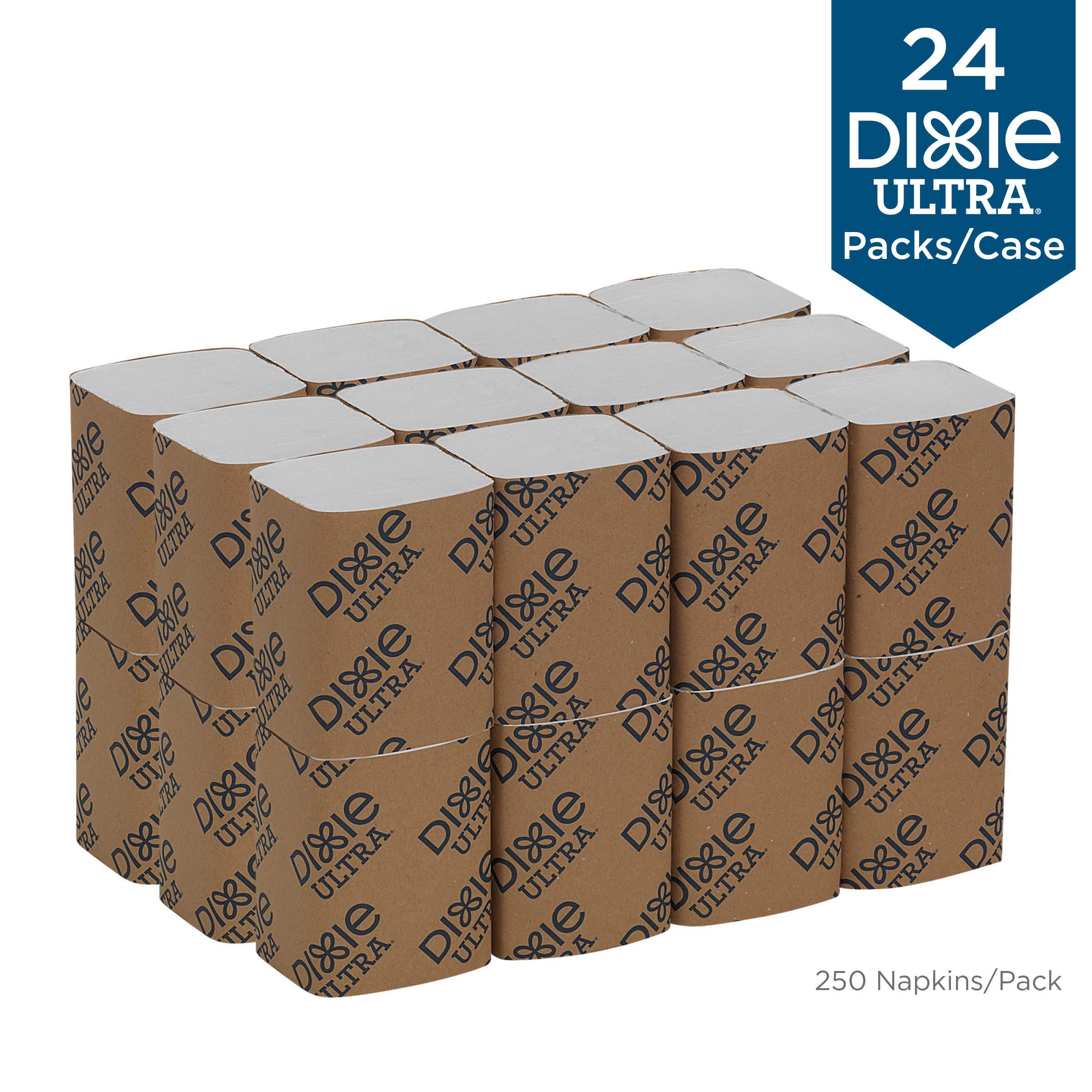 Dixie Ultra Interfold 2-Ply Napkin Dispenser Refill, White, 32006, 250 Napkins Per Pack, 24 Packs Per Case