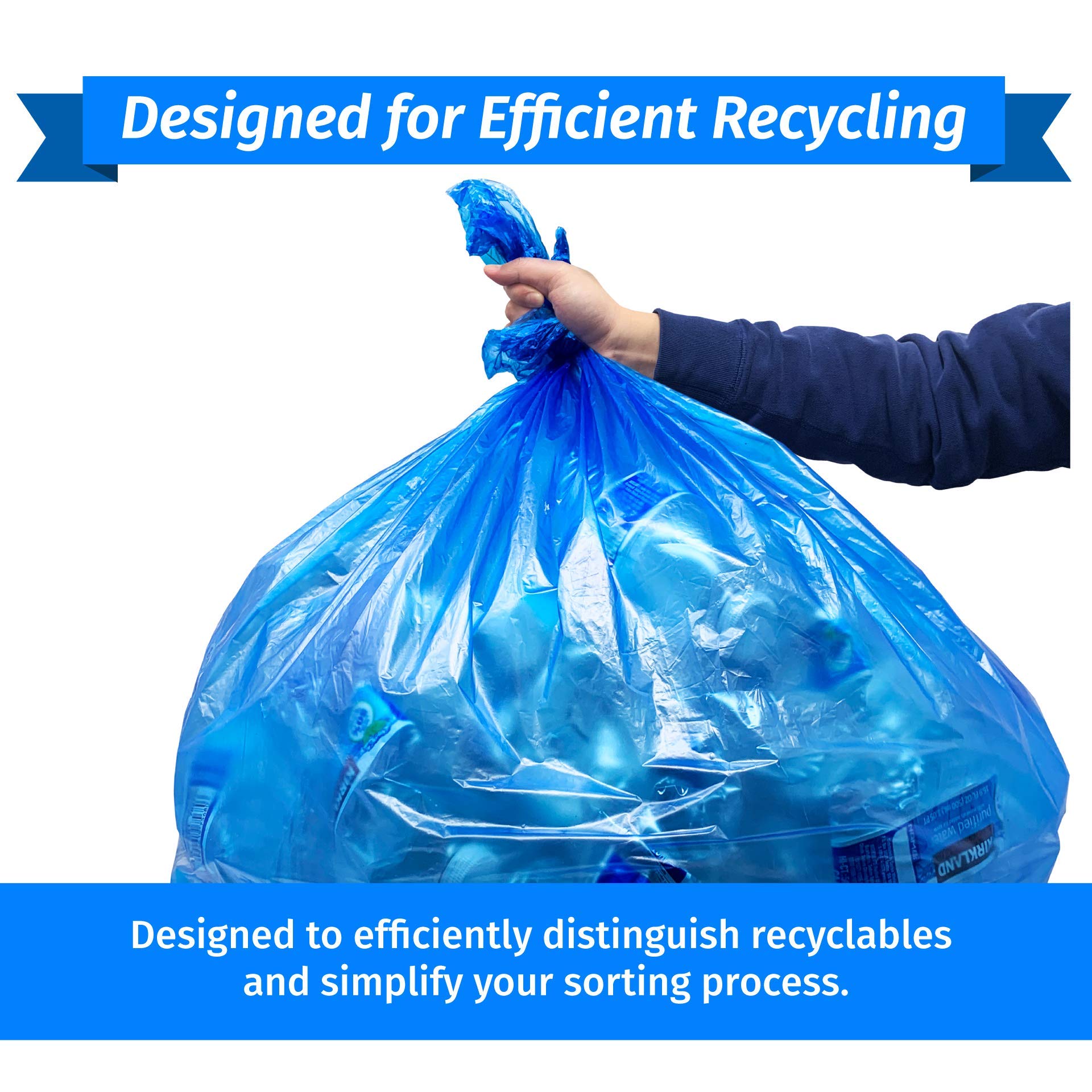 [150 Count] SuperValue 55-60 Gallon Recycling Bags, Blue Trash Bags