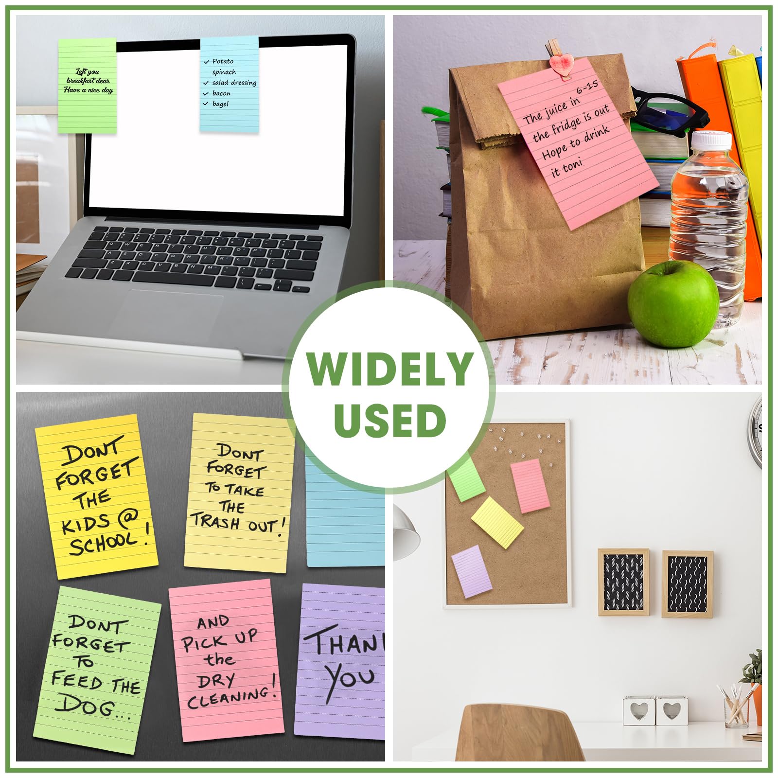 48 Pcs Lined Sticky Notes 4 x 6 Self Stick Note Pads 6 Bright Colors, 50 Sheets Pad