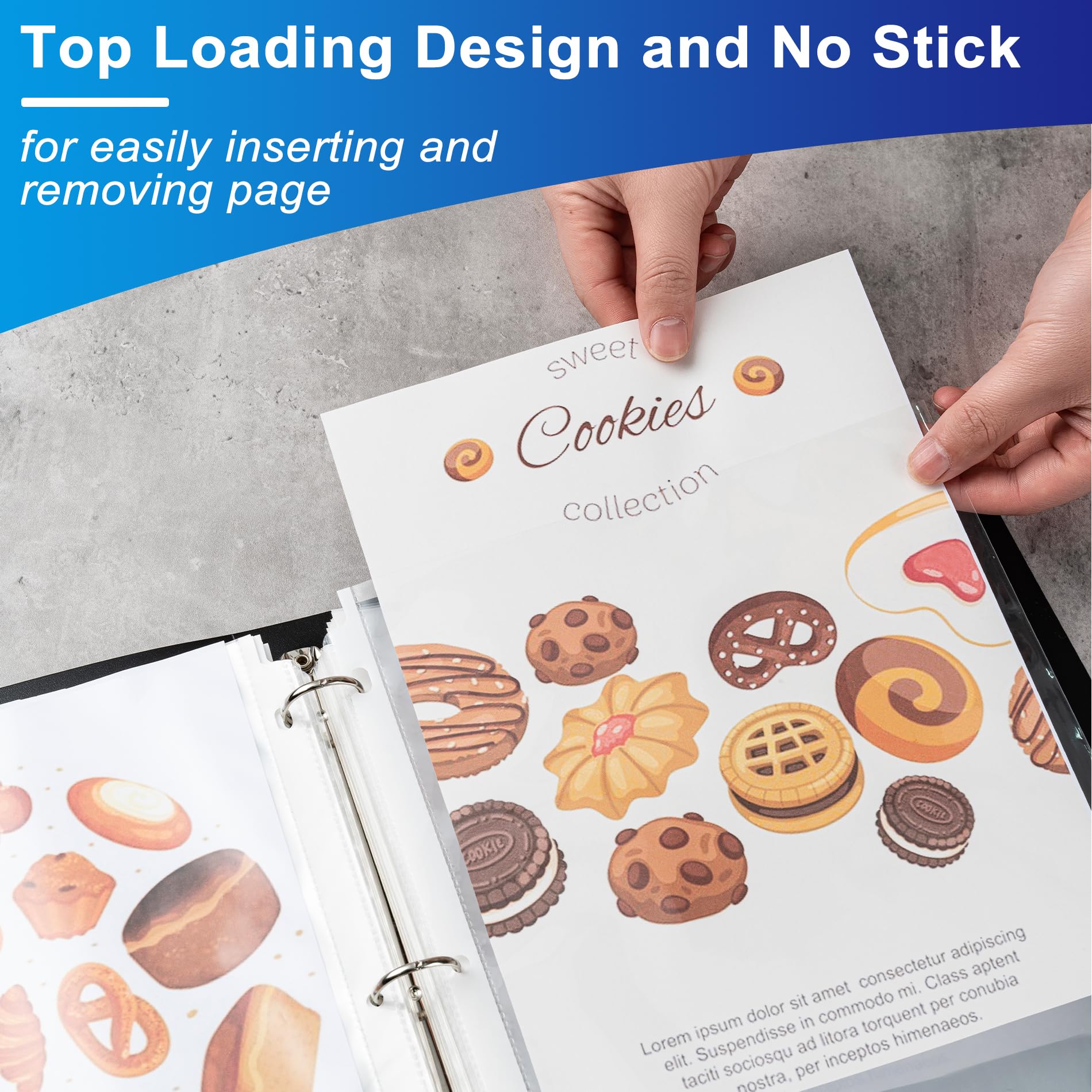 [58 Pack] Clear Sheet Protectors, 8.5 x 11 inch Page Protectors for 3 Ring Binder, Letter Size