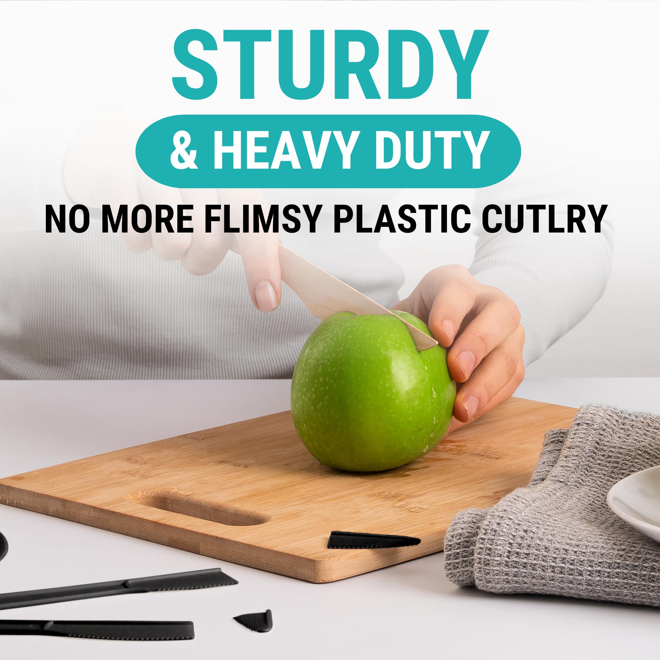 [300 PCS] 150 Forks, 100 Spoons, 50 Knives, Disposable Wooden Cutlery Set