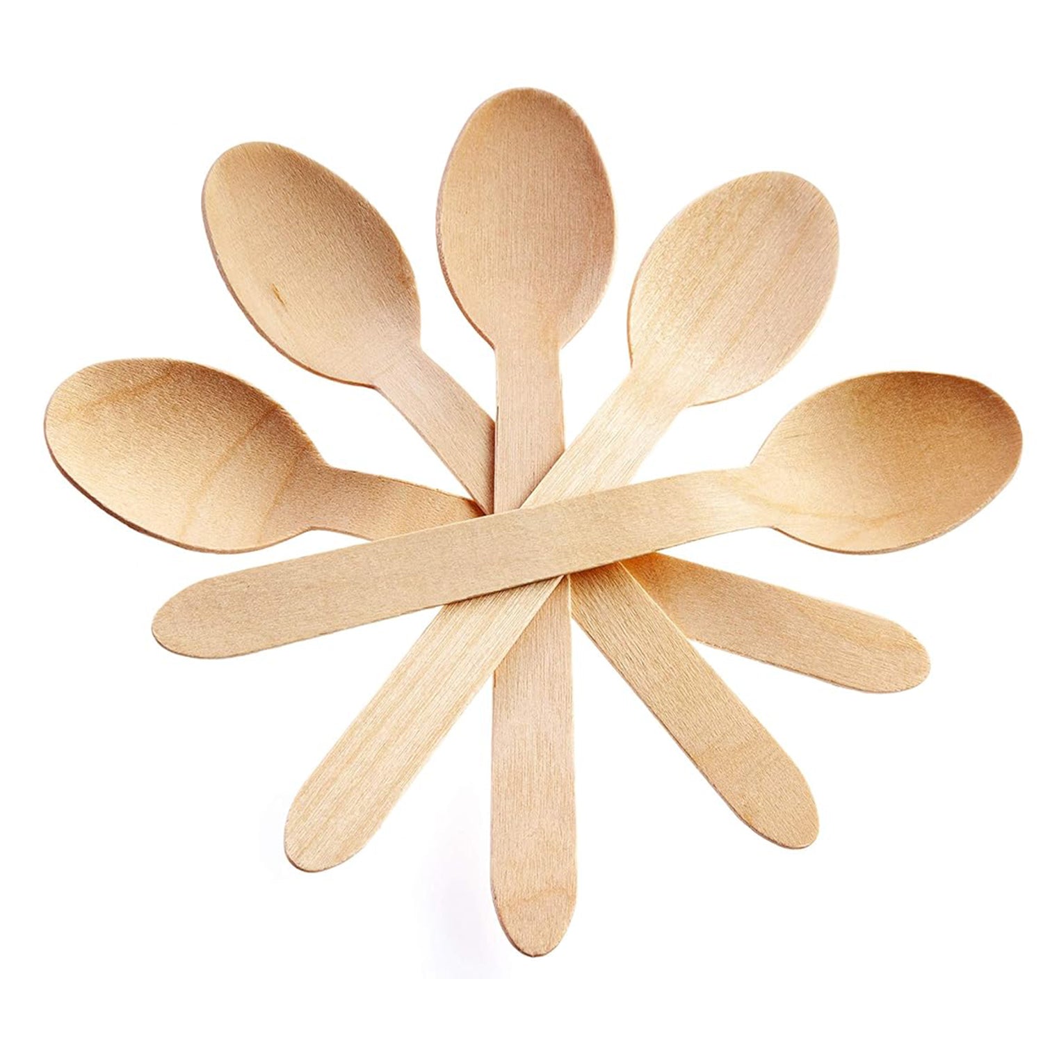 [100 CT] Disposable Wooden Cutlery Spoons, 6.25 Inch Length
