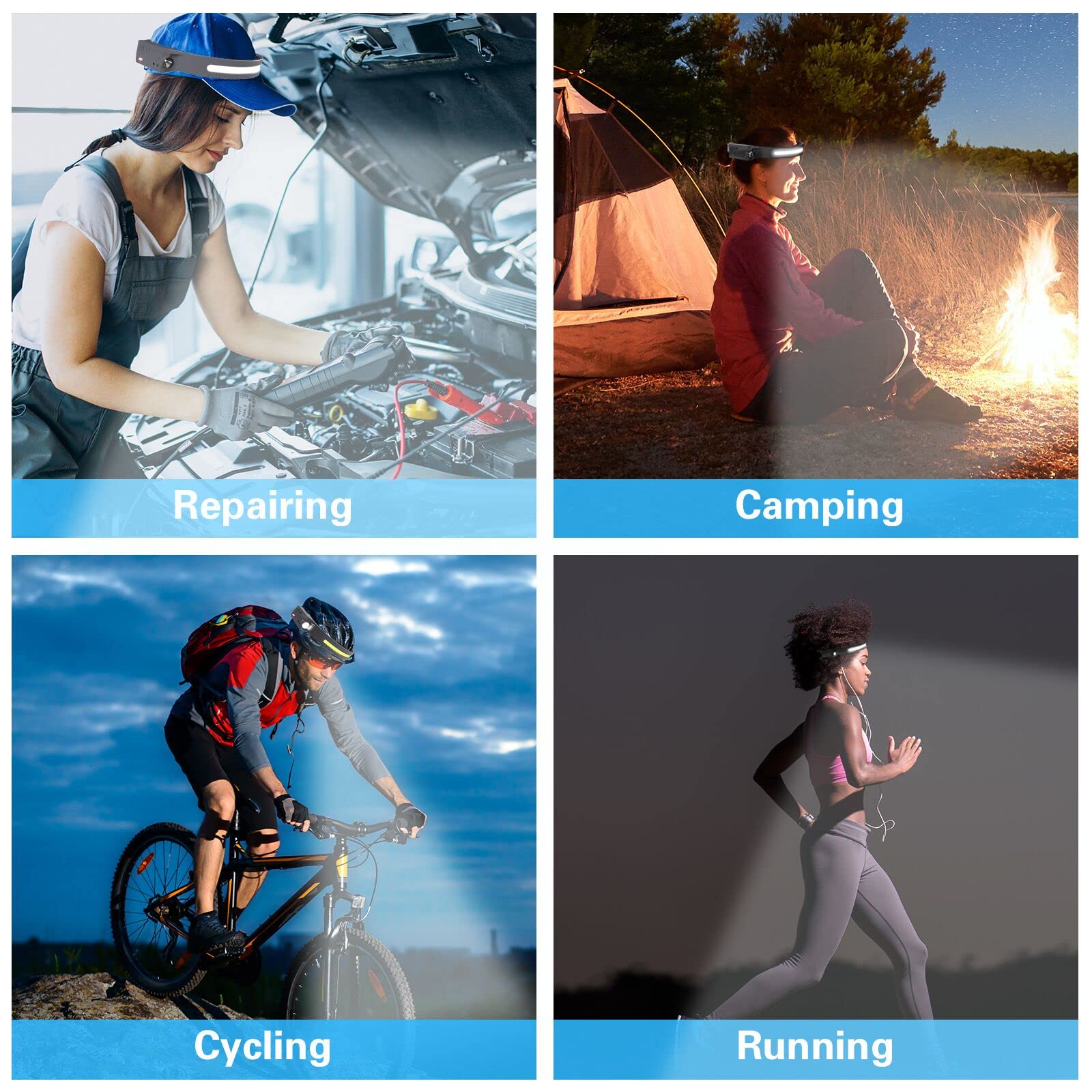 [1 / 2 Packs] Rechargeable Headlamps, Bright LED Headlamp Flashlight 1000 Lumen