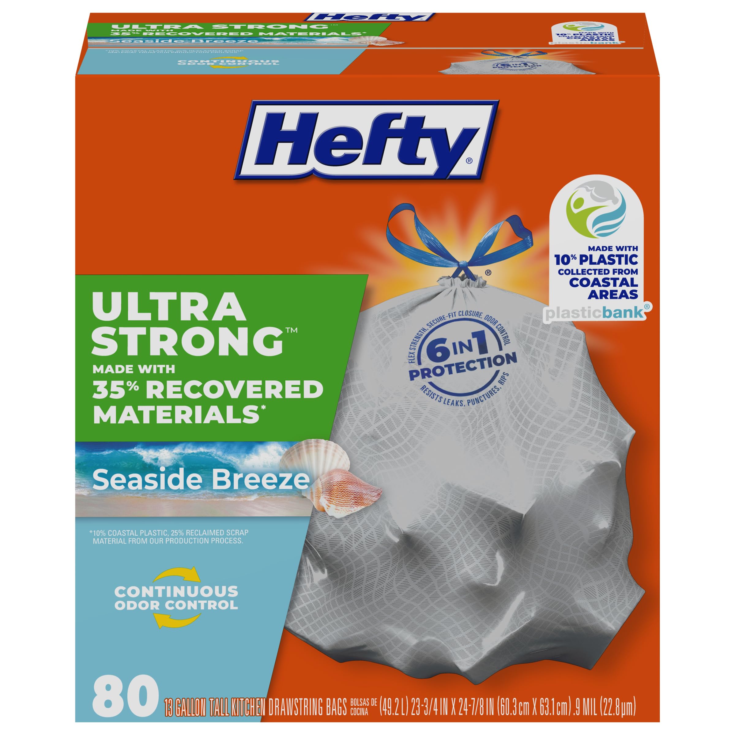 [80 Count] Hefty Ultra Strong Tall Kitchen Trash Bags, Lavender & Sweet Vanilla Scent, 13 Gallon