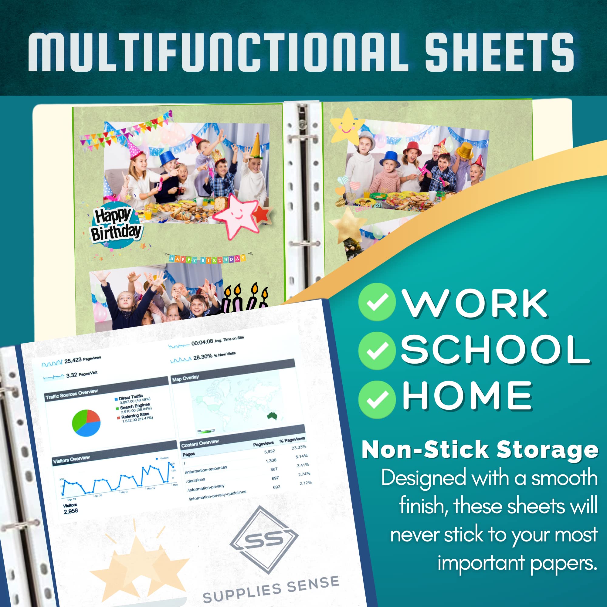 [400 & 500 Pack] Sheet Protectors for 3 Ring Binder - Sleeves 8.5 x 11