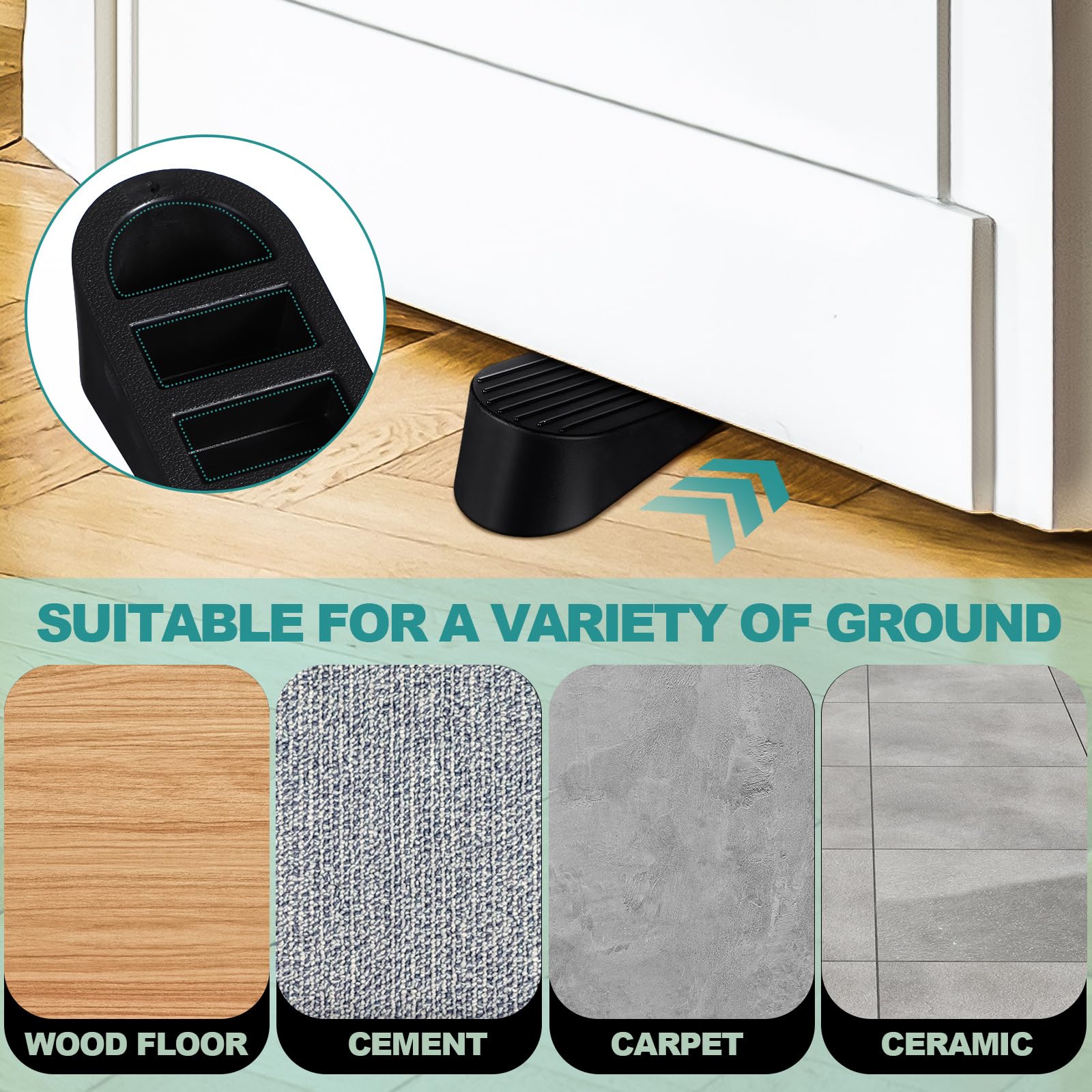 [4/6/8/16 Pack] Large Door Stoppers Heavy Duty Rubber Door Stop