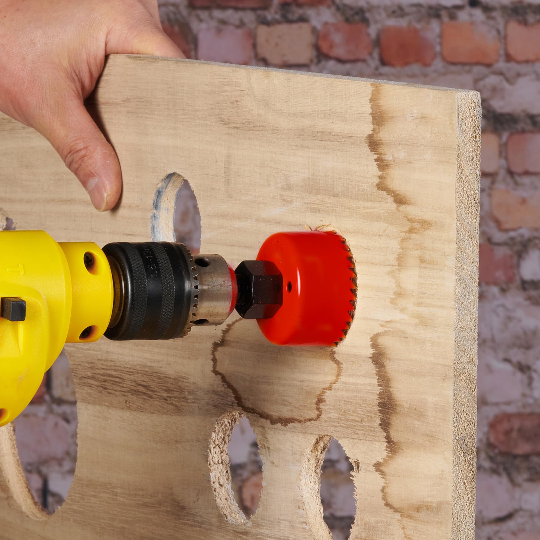 Hole Saw Set 20PCS Hole Saw Kit with 3/4"-6"(19-152mm) 13PCS Saw Blades, 2 Mandrels, 3 Drill Bits, 1 Installation Plate, 1 Hex Key