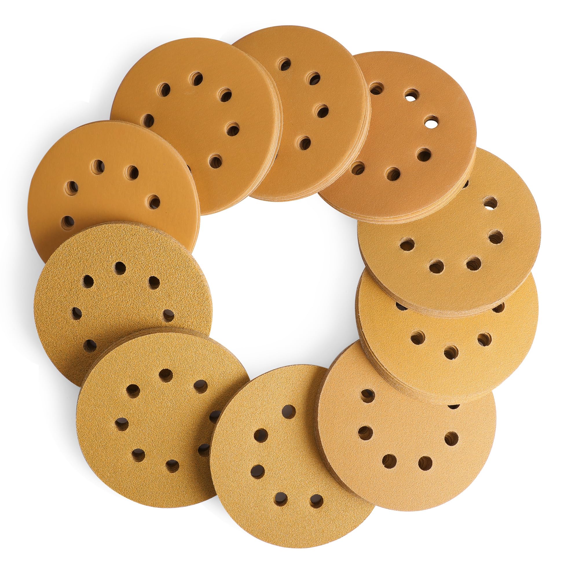 WORKPRO 150-piece Premium Sanding Discs Set, 5" 8 Holes Hook and Loop Sandpaper