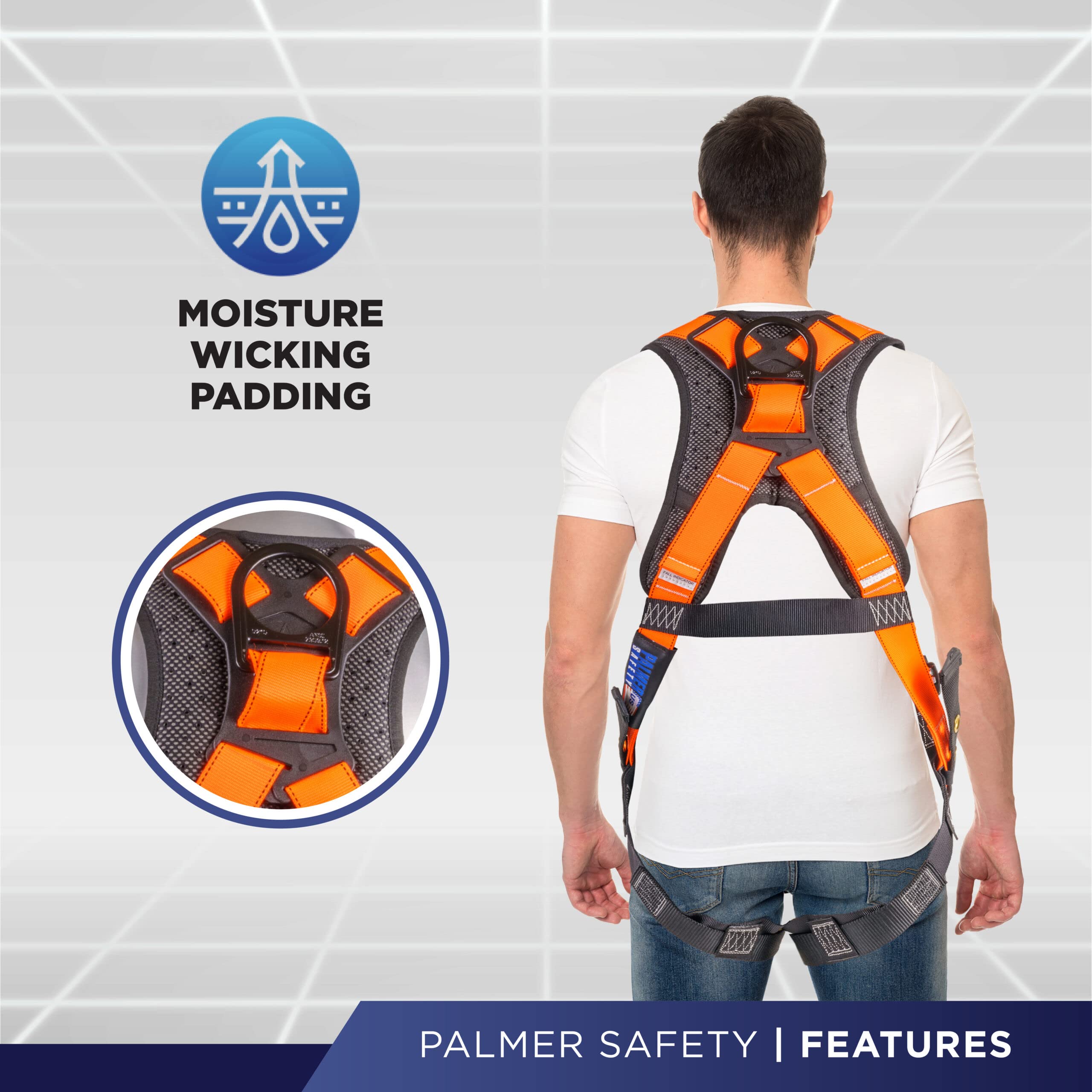 [1 Pack] Fall Protection 5pt Safety Harness w/ OSHA ANSI Compliant Personal Equipment