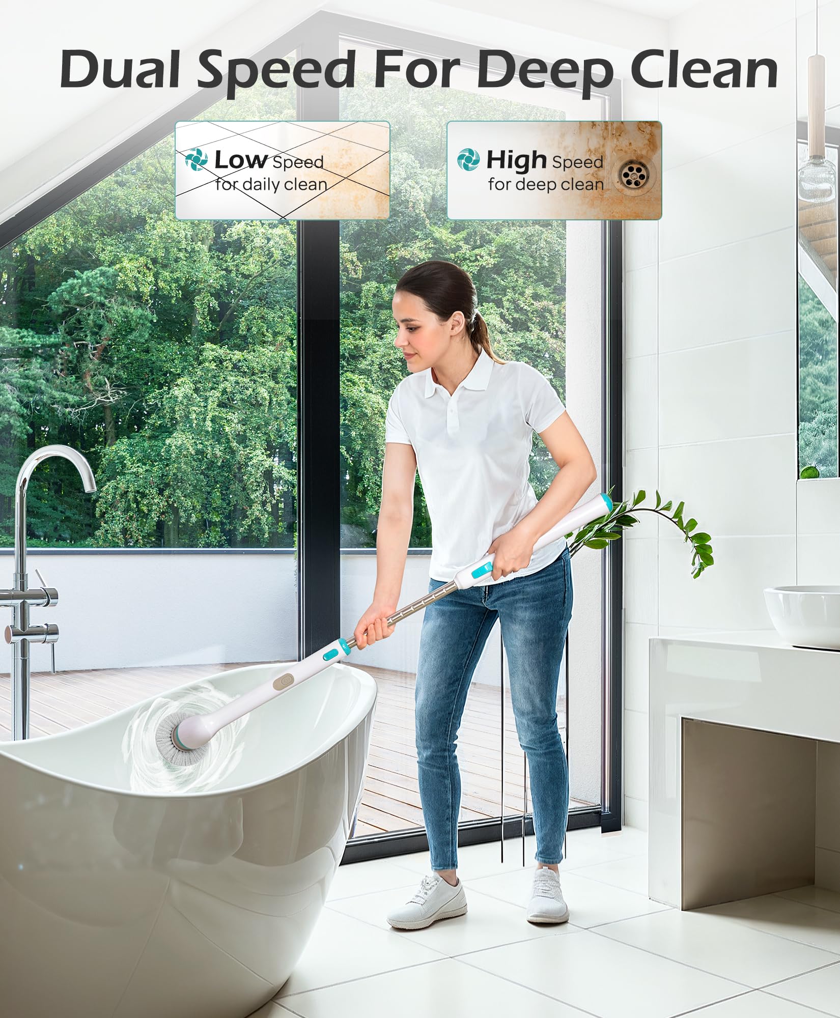 Electric Spin Scrubber, IPX7 Waterproof Bathroom Cleaner Brush