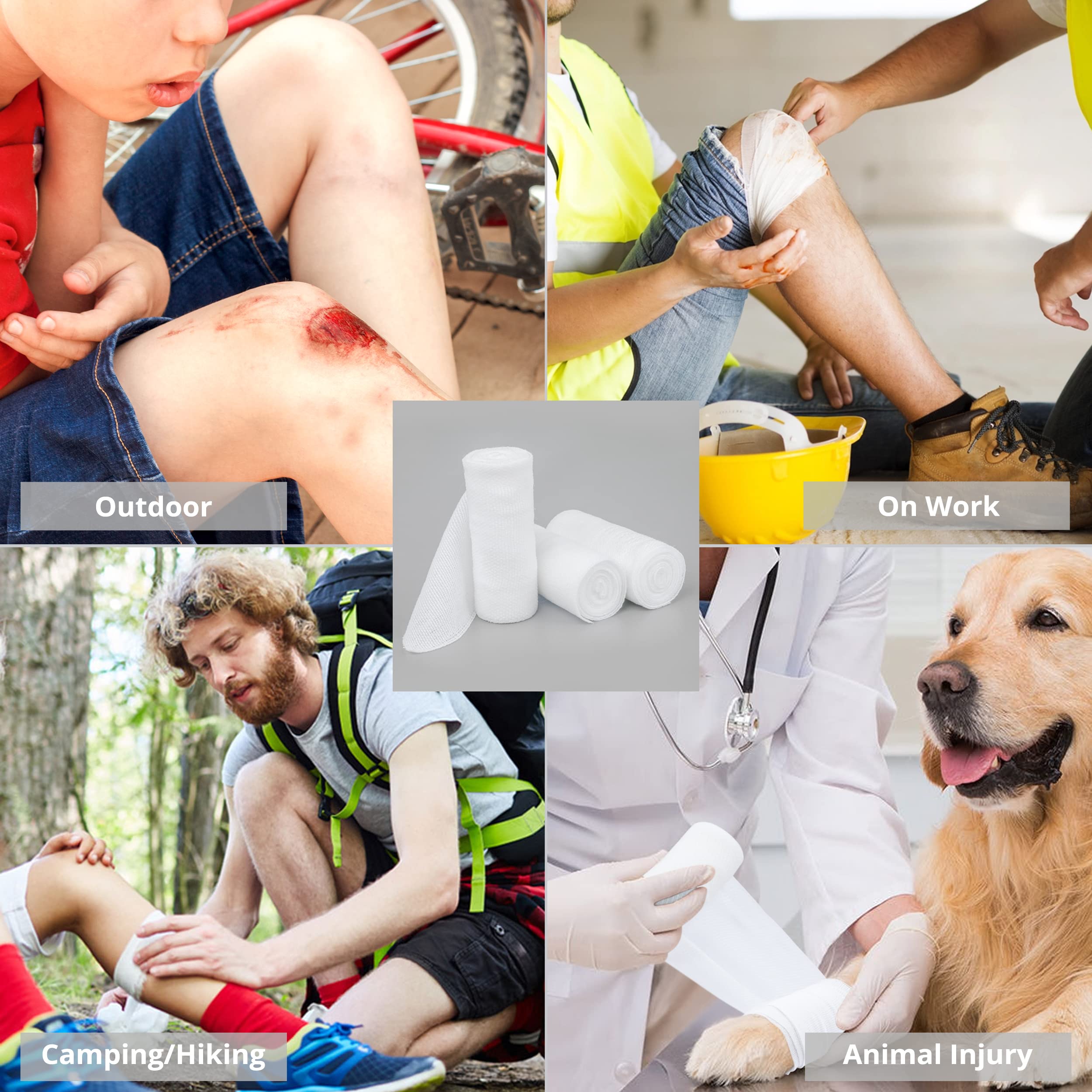 [24 Pack] Premium Gauze Rolls - 4" x 4.1 Yards Individually Wrapped, First Aid conforming bandages + Bonus Medical Tape