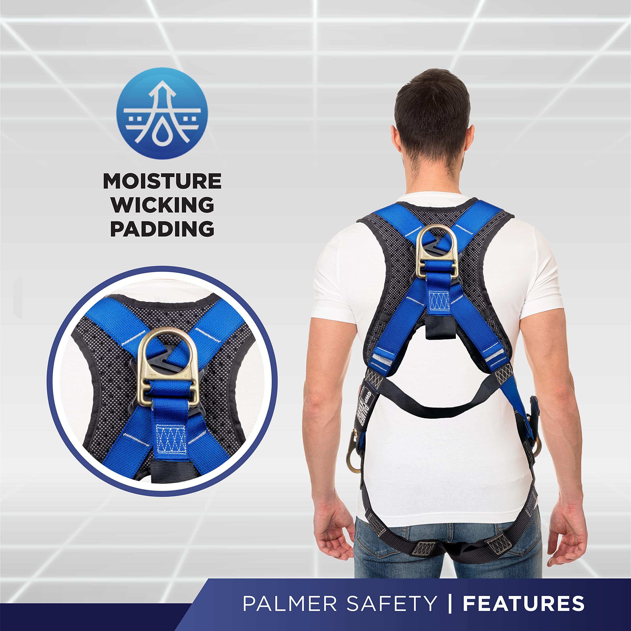 [1 Pack] Fall Protection 5pt Safety Harness w/ OSHA ANSI Compliant Personal Equipment