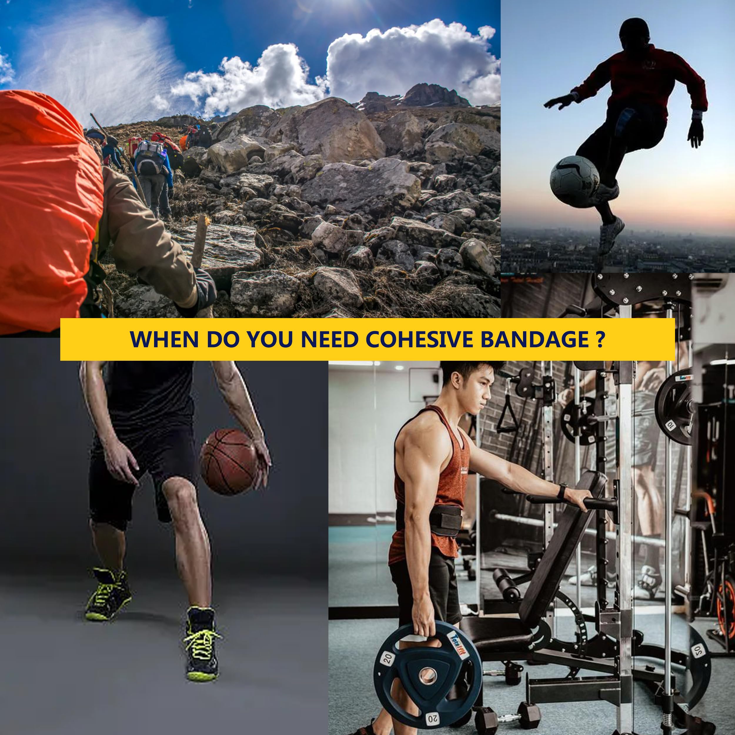 JCLIFE 12 Rolls Self Adhesive Bandage Wrap, 2” x 5 Yards Breathable Elastic Bandage Wrap