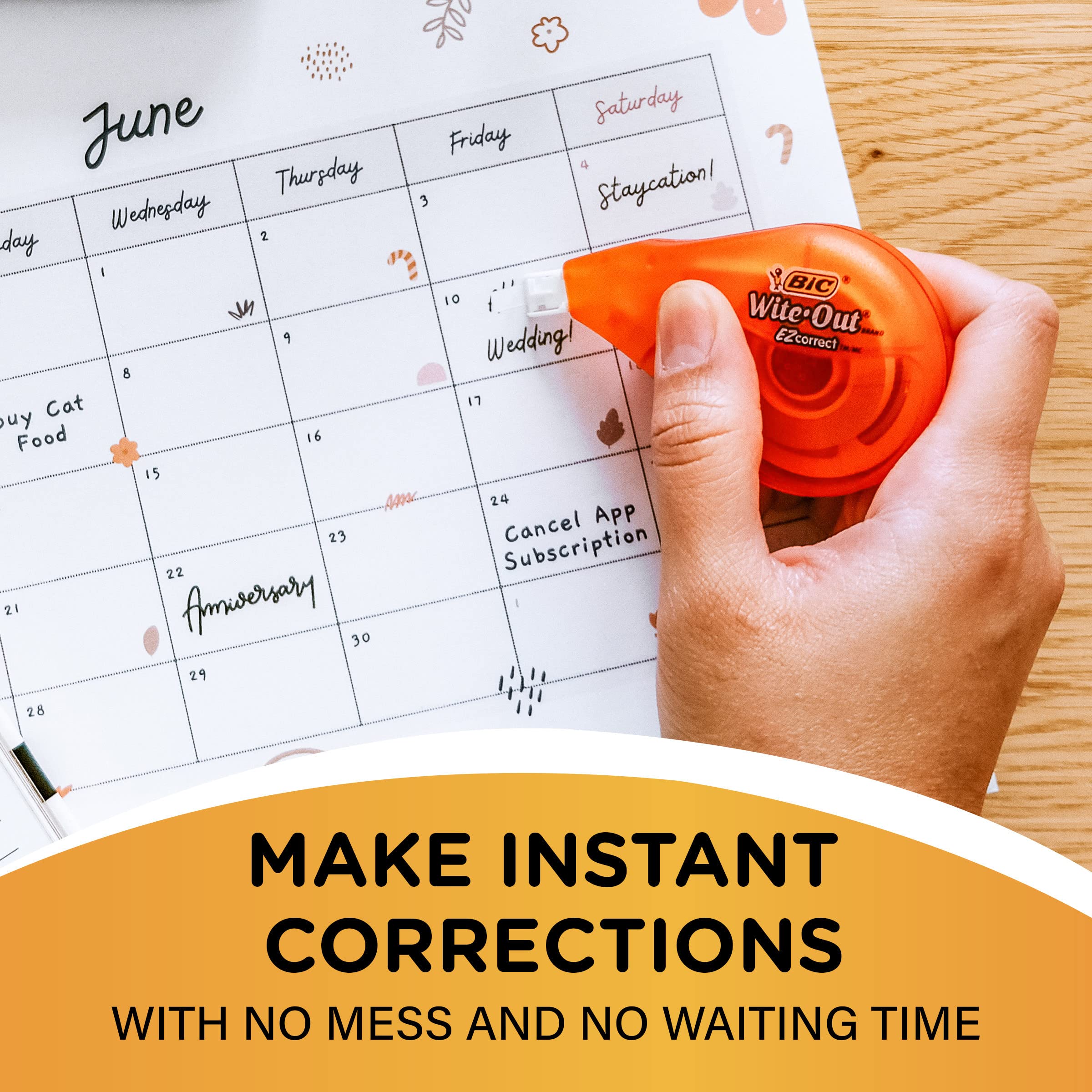 BIC White-Out Correction Tape (WOTAP10- WHI), 39.3 Feet, 10 Pack / 18 Pack