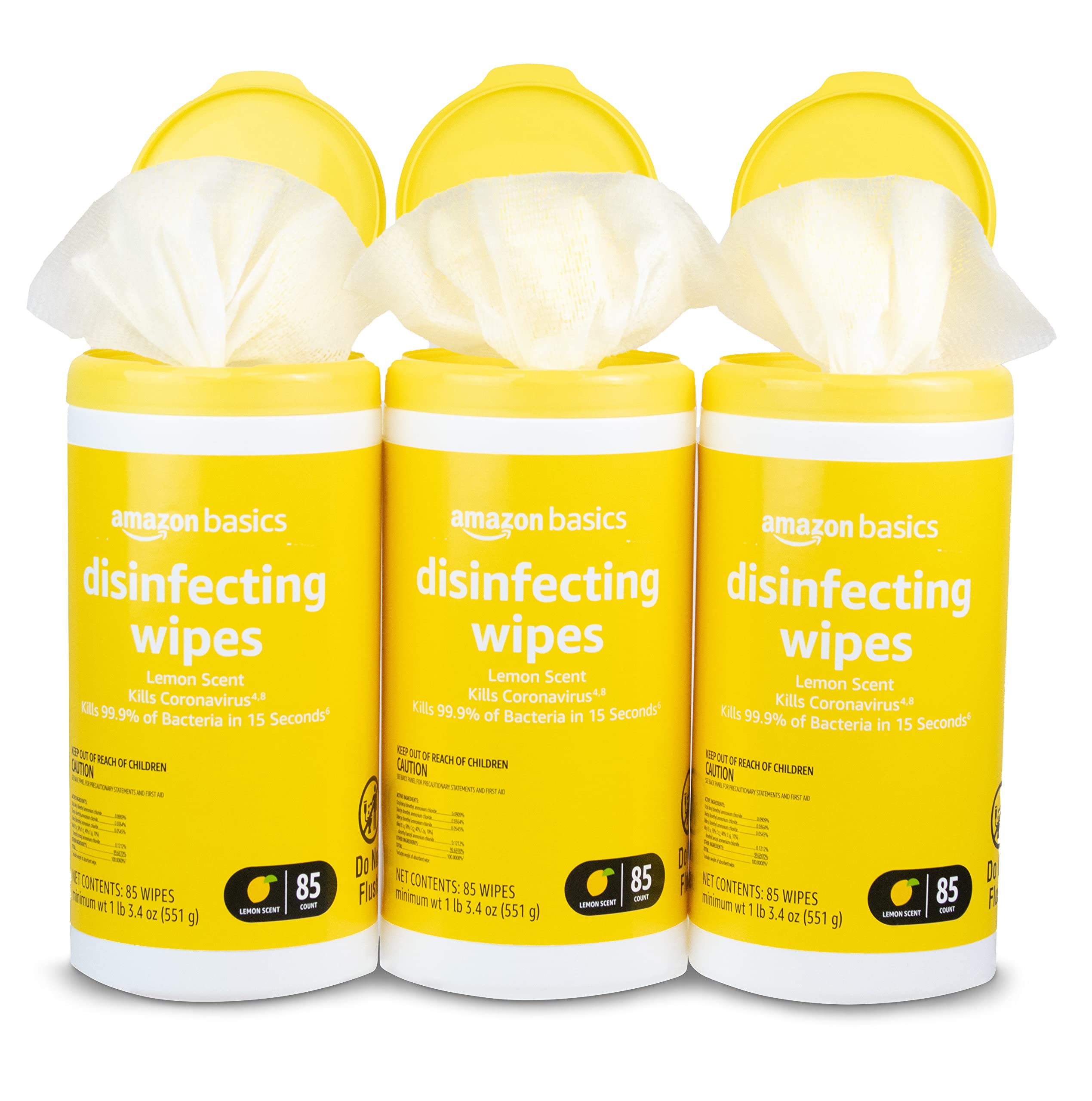 [3 or 4 Pack] Amazon Basics Disinfecting Wipes, for Sanitizing, Cleaning & Deodorizing