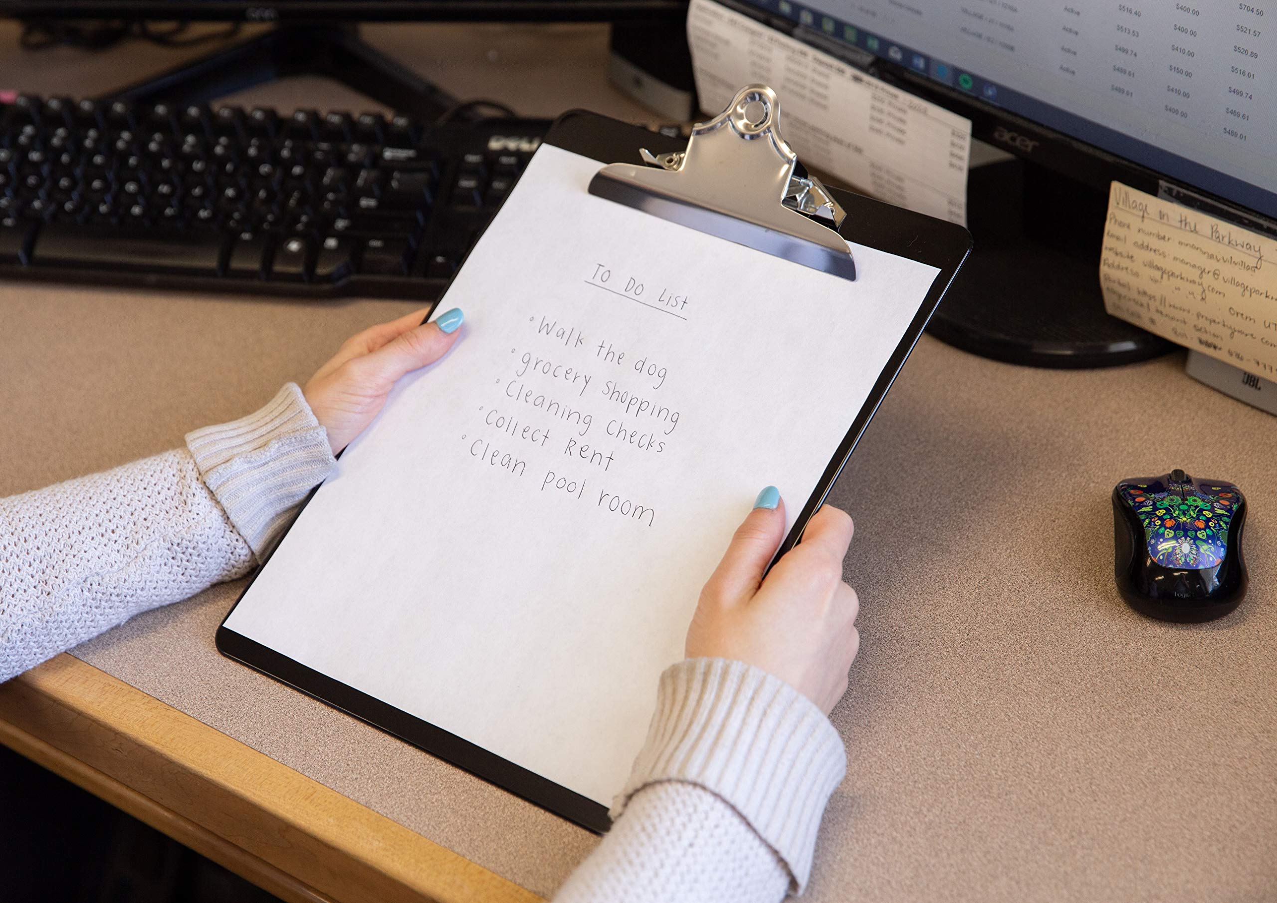 Black Plastic Clipboards (Set of 6 or 12) Multipack - 12.5x9 Inch Clipboard Holds 100 Sheets