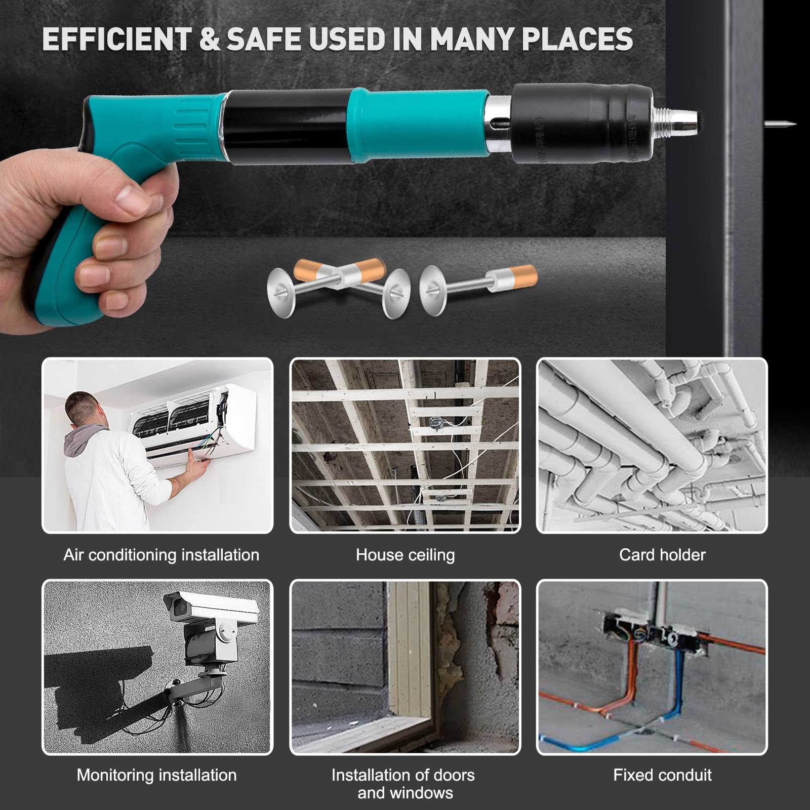 Manual Nail Gun Kits with 50 Pcs Nails, 4 Gears Power Adjustable