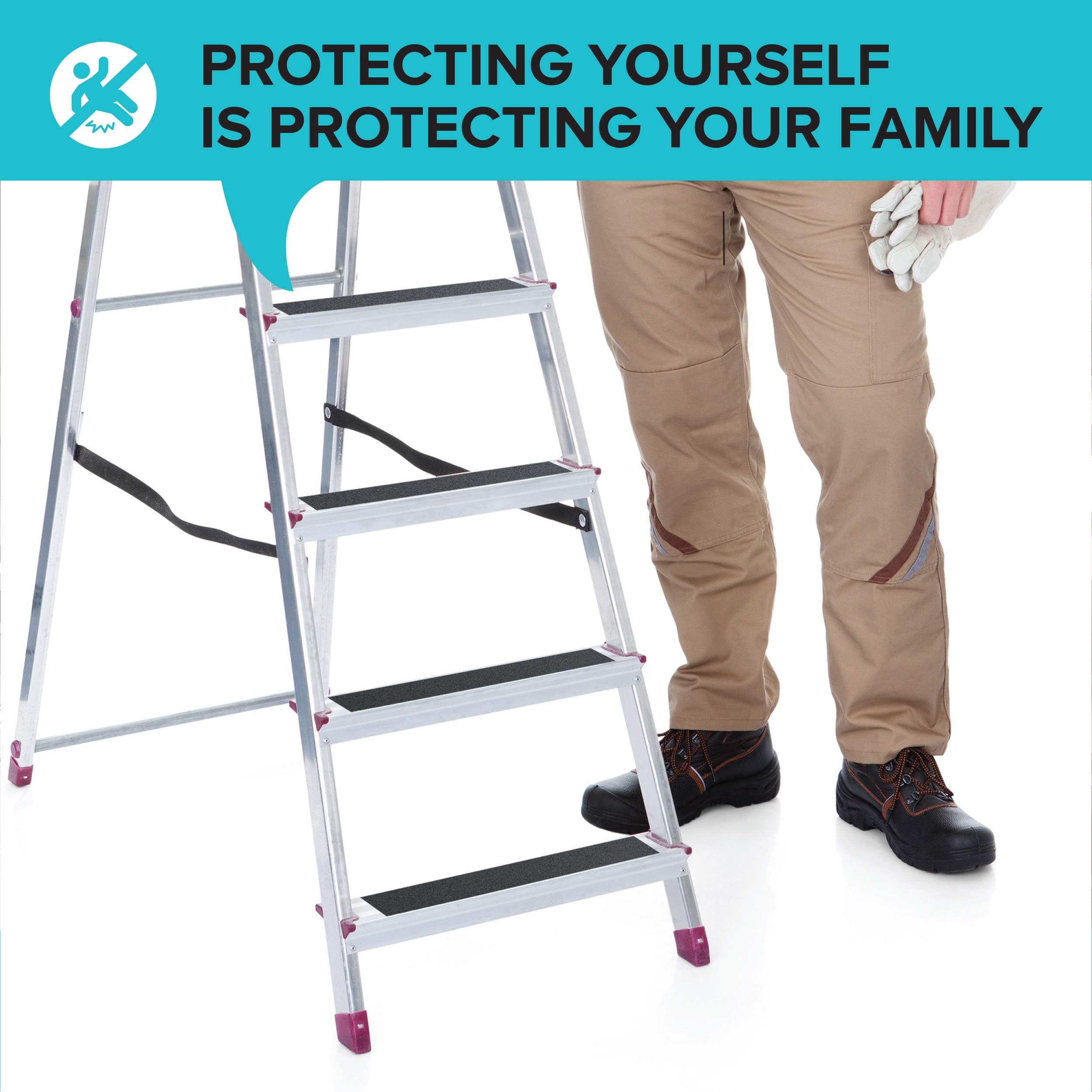 [12 Packs] Anti Slip Traction Treads Black, 2" X 12", Best Grip Tape, 80 Grit