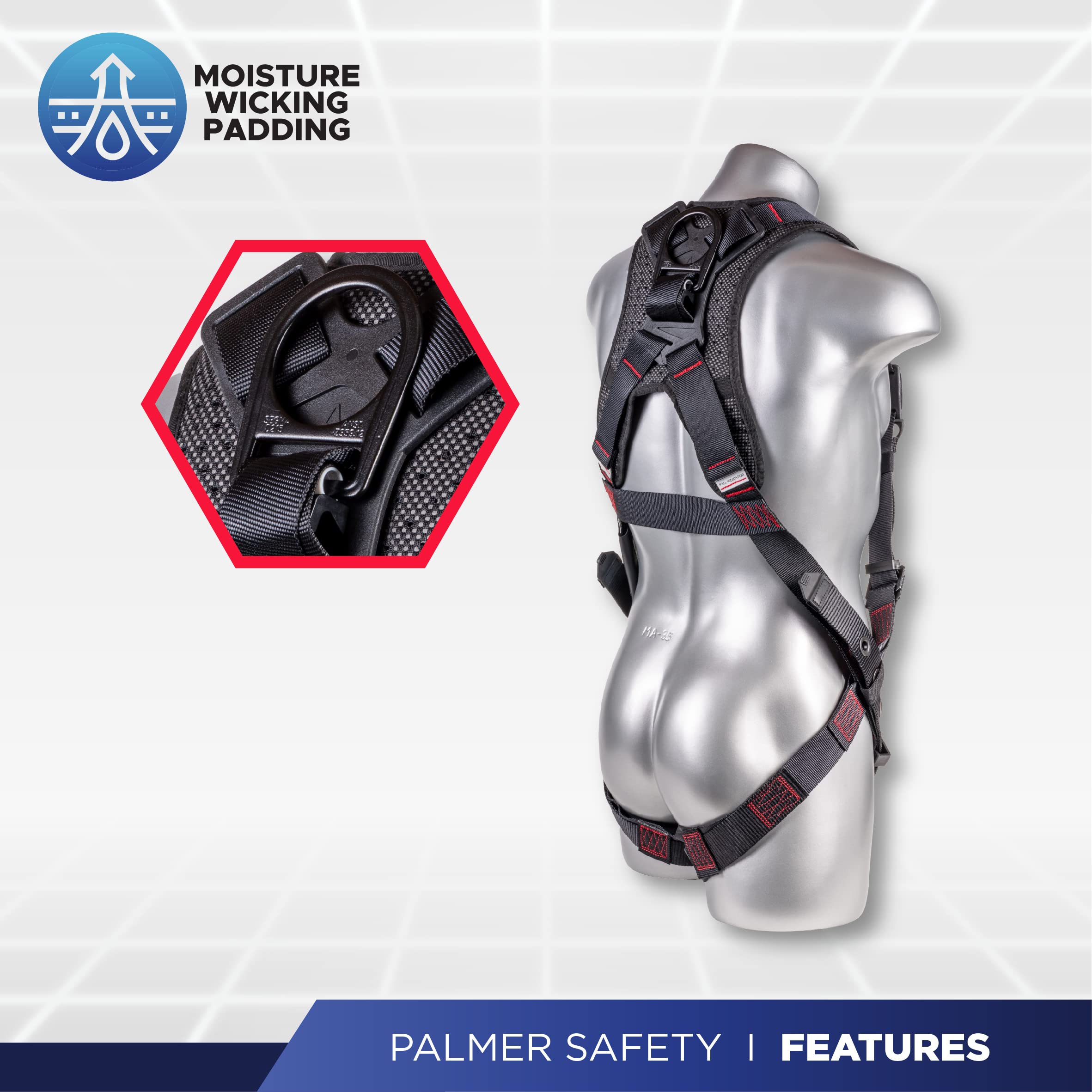[1 Pack] Fall Protection 5pt Safety Harness w/ OSHA ANSI Compliant Personal Equipment