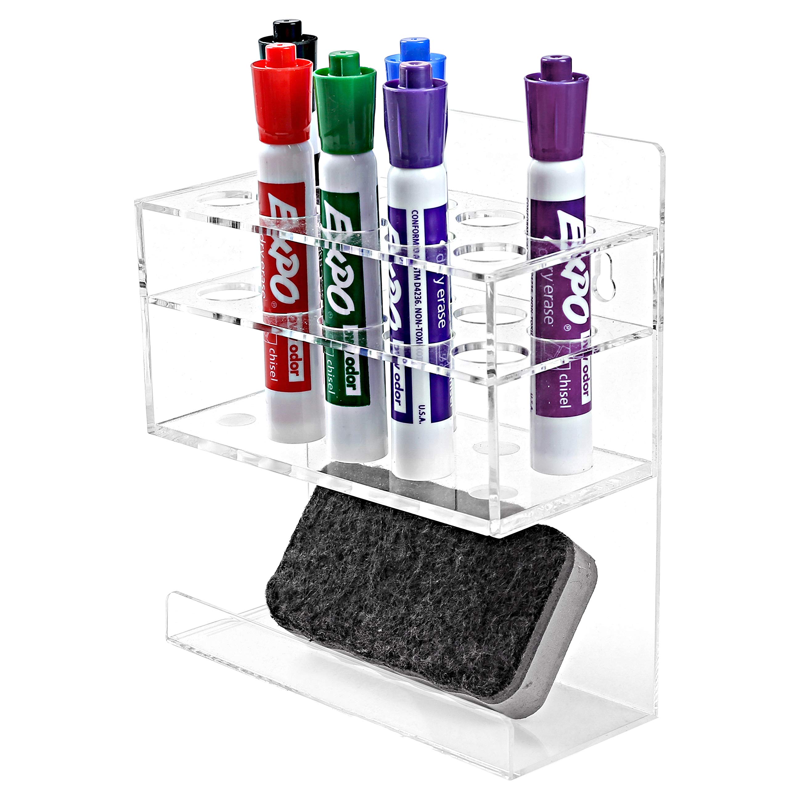[1 / 2 Pack] Wall Mounted Dry Erase Whiteboard Marker Holder Stand