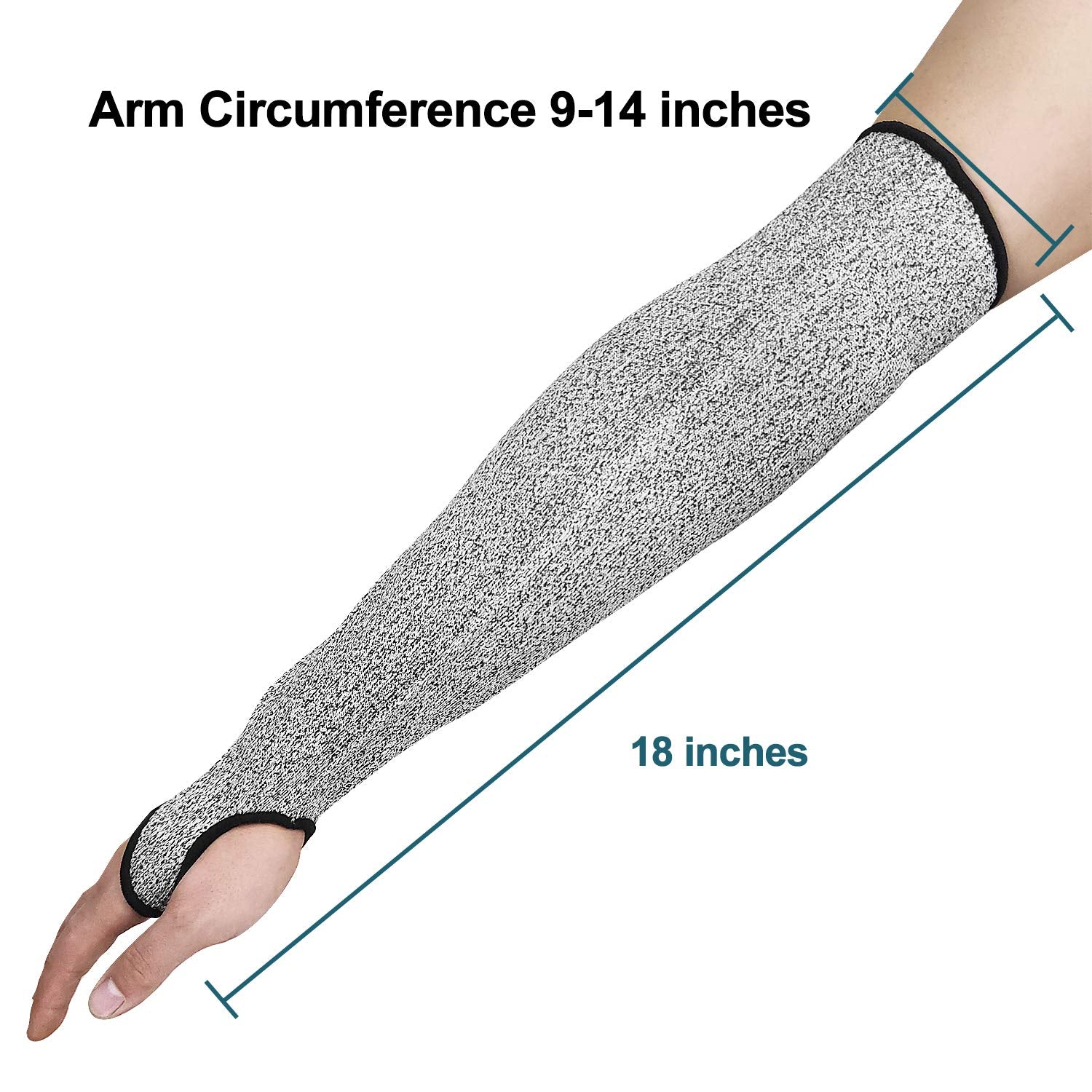 [1 Pair / 2 Pairs] Cut Resistant Sleeves, Level 5 Arm Protection Sleeves with Thumb Hole