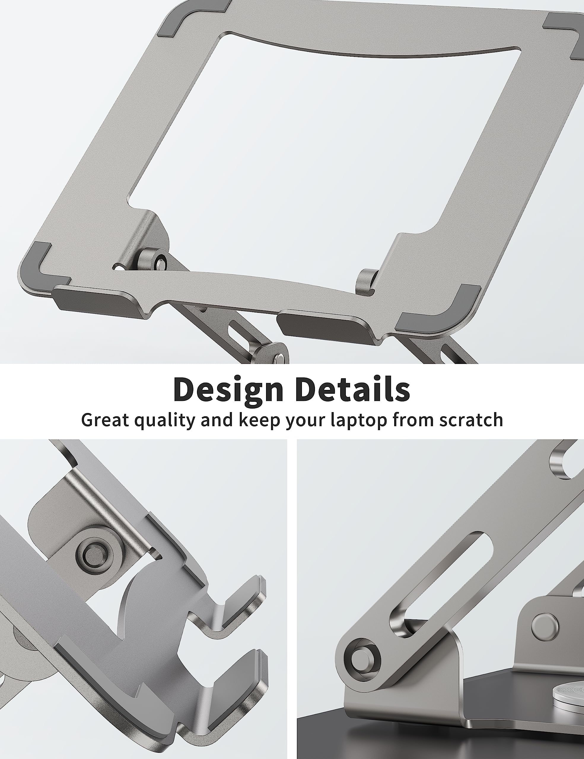 [1 PC] Laptop Stand with 360° Rotating Base, Ergonomic Computer Riser, Foldable Laptop Mount