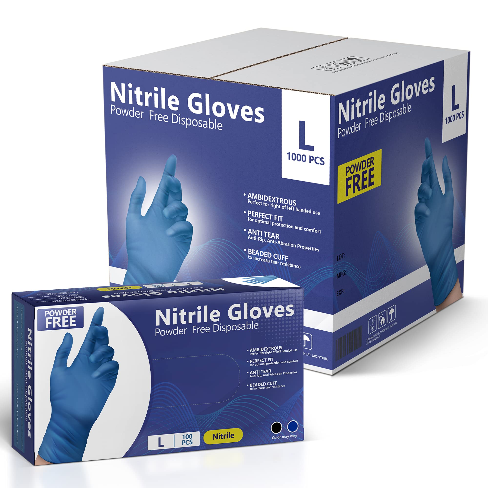 [1000 PCS] Nitrile Gloves, Disposable Gloves, Comfortable, Powder Free, Latex Free