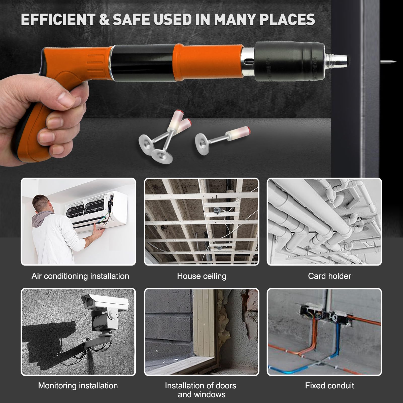 Manual Nail Gun Kits with 50 Pcs Nails, 4 Gears Power Adjustable