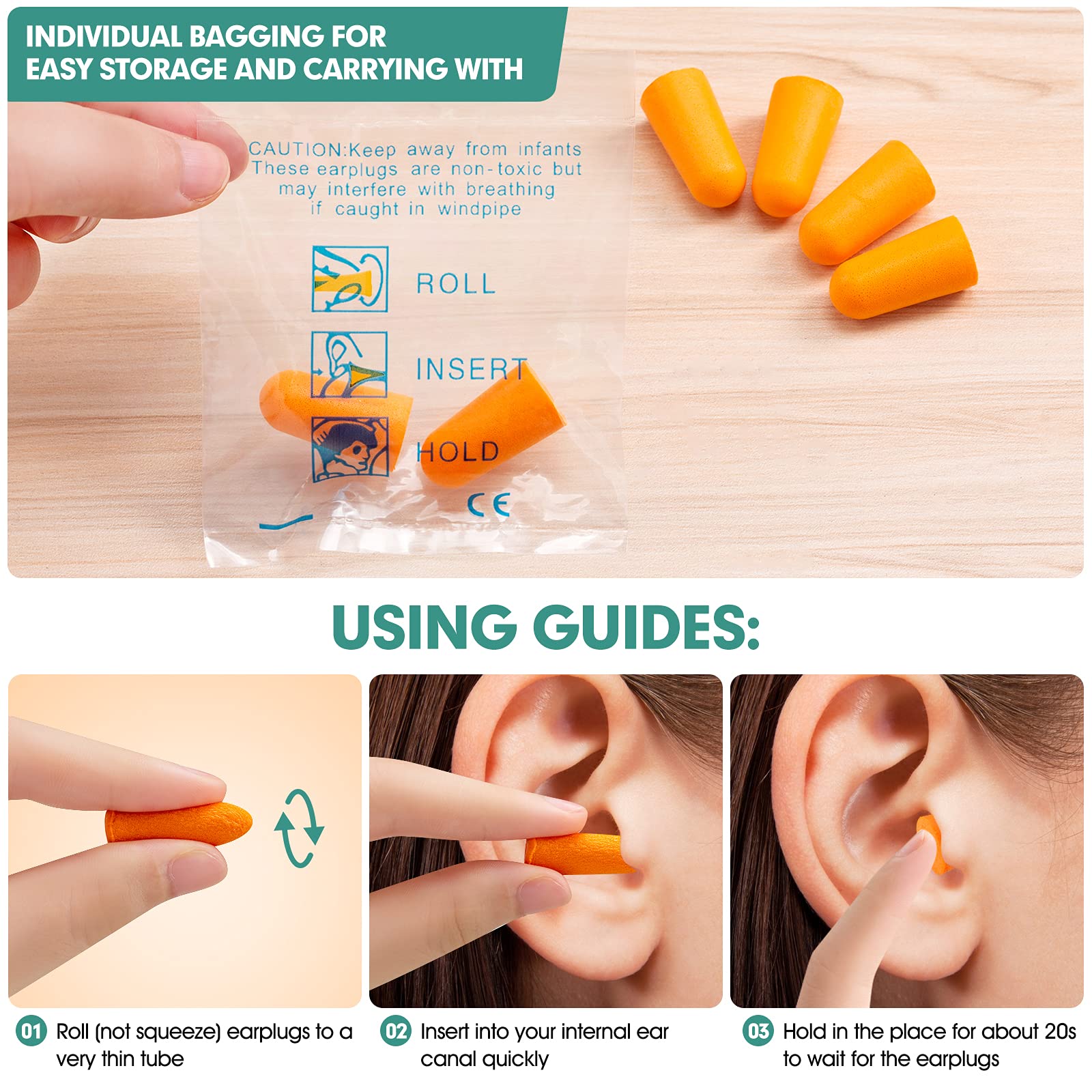 [50 Pairs] Ear Plugs for Noise Canceling