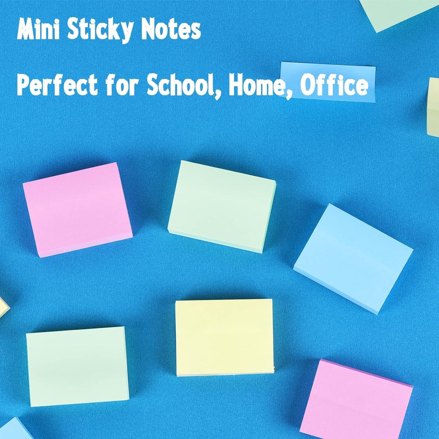 50 Pads Mini Sticky Notes 1.5X 2 inch, 100 Sheets/Pad, 4 Pastel Colors, Pink, Yellow, Green, Blue