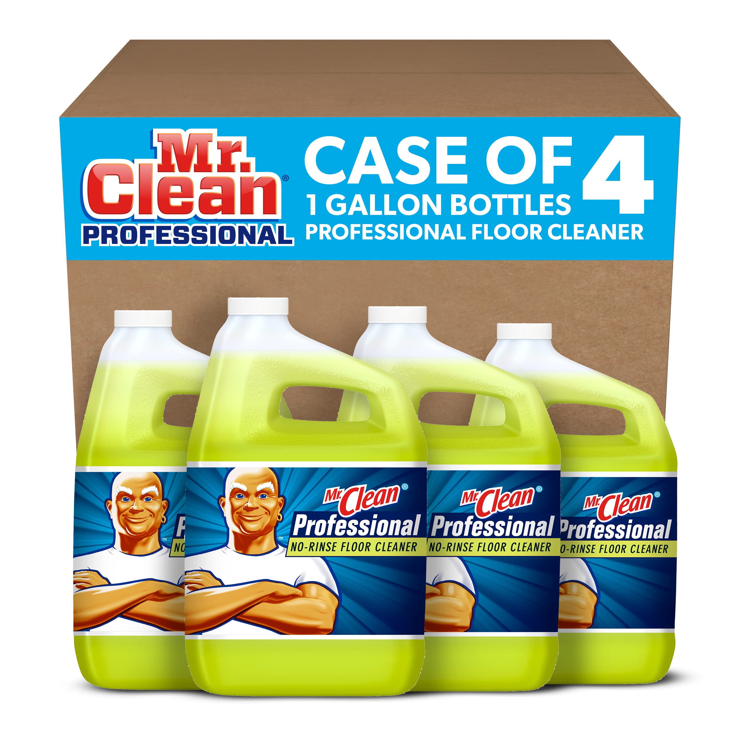 Mr. Clean Professional Floor Cleaner, Bulk No-Rinse Ready to Use Cleaner Refill - 1 Gal. (Case of 4)