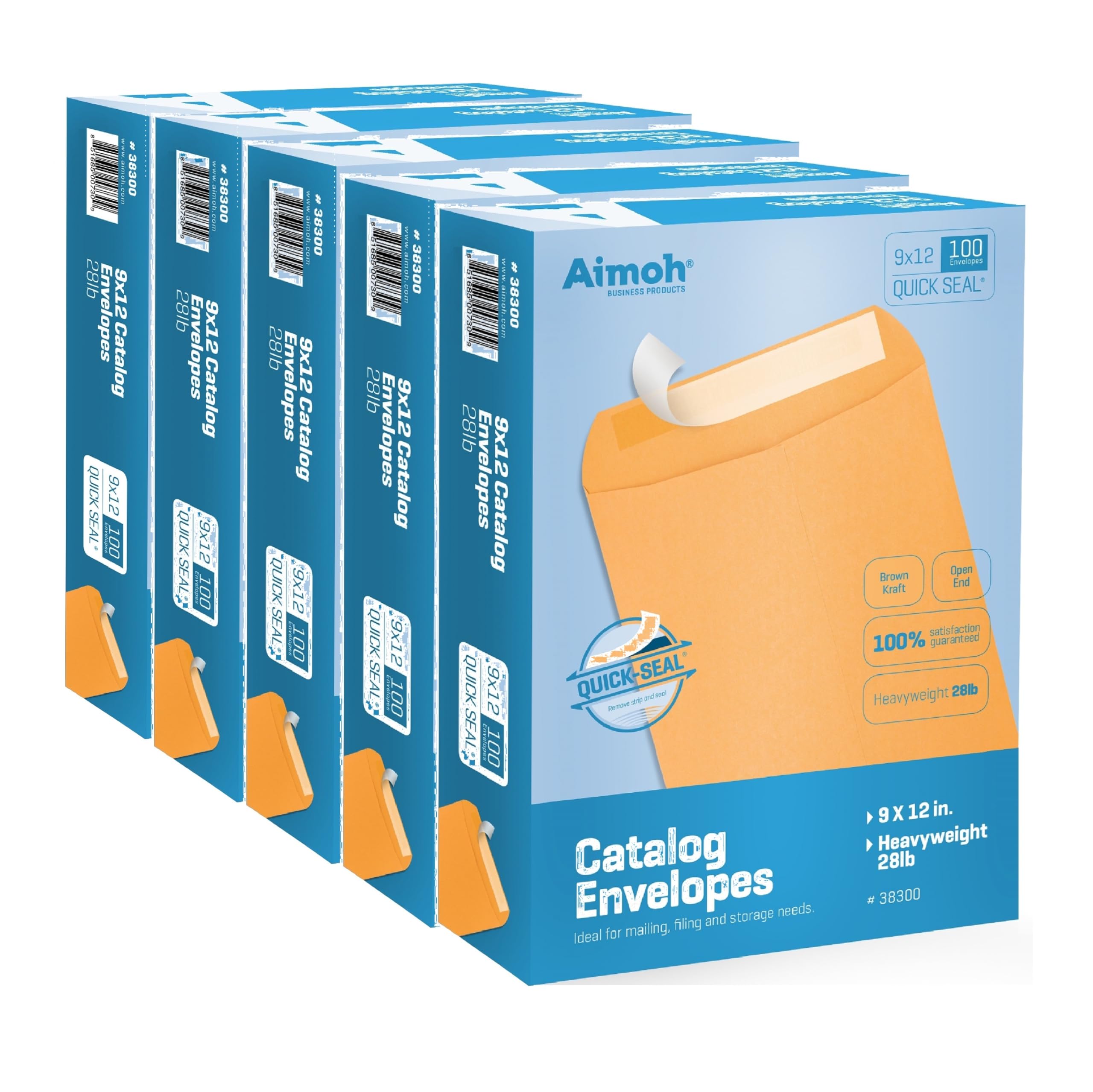 [100 Pack] 9 X 12 Self-Seal Brown Kraft Catalog Mailing Envelopes - 28lb