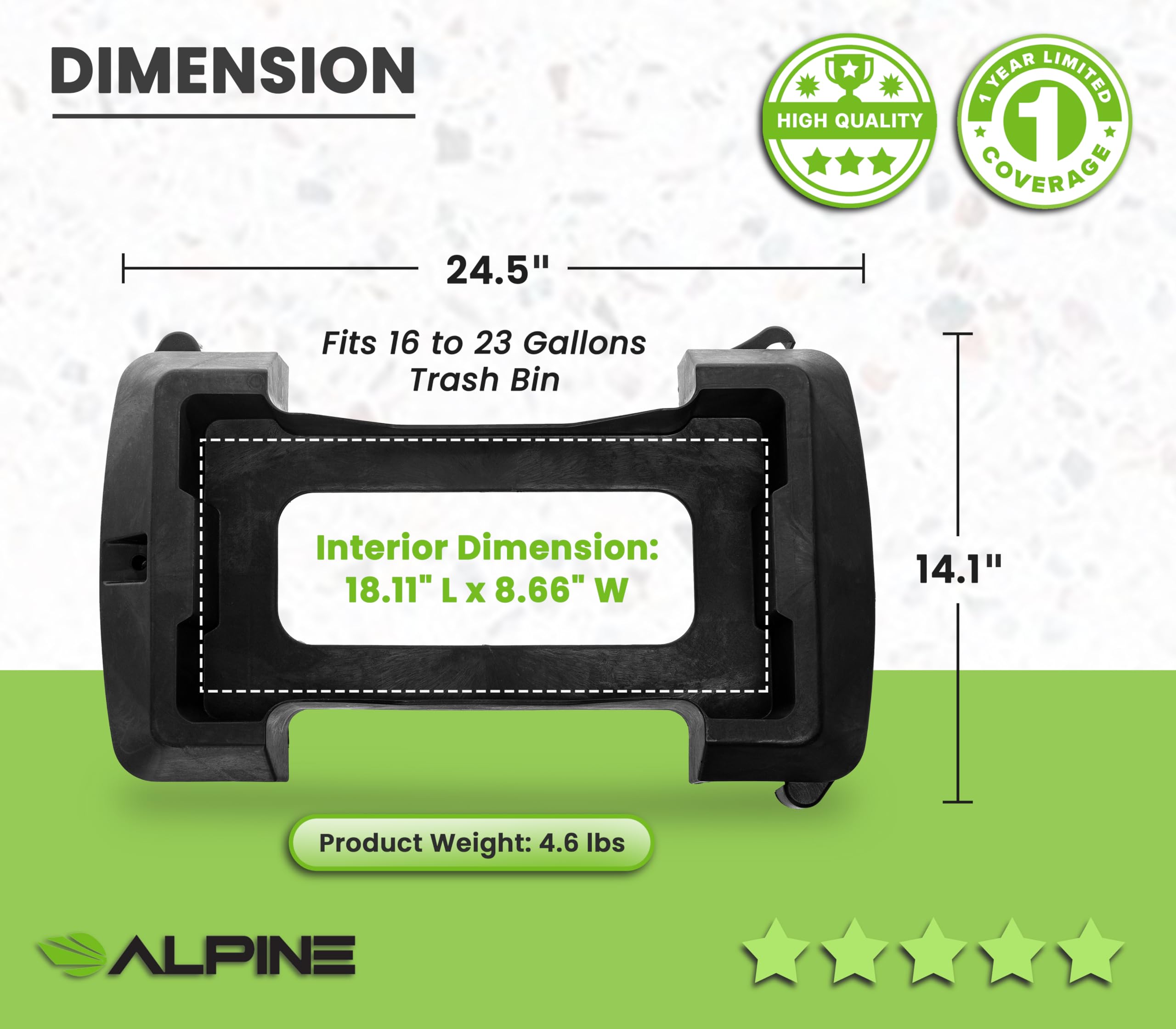 Alpine 16/23 Gallon Slim Trash Can Dolly